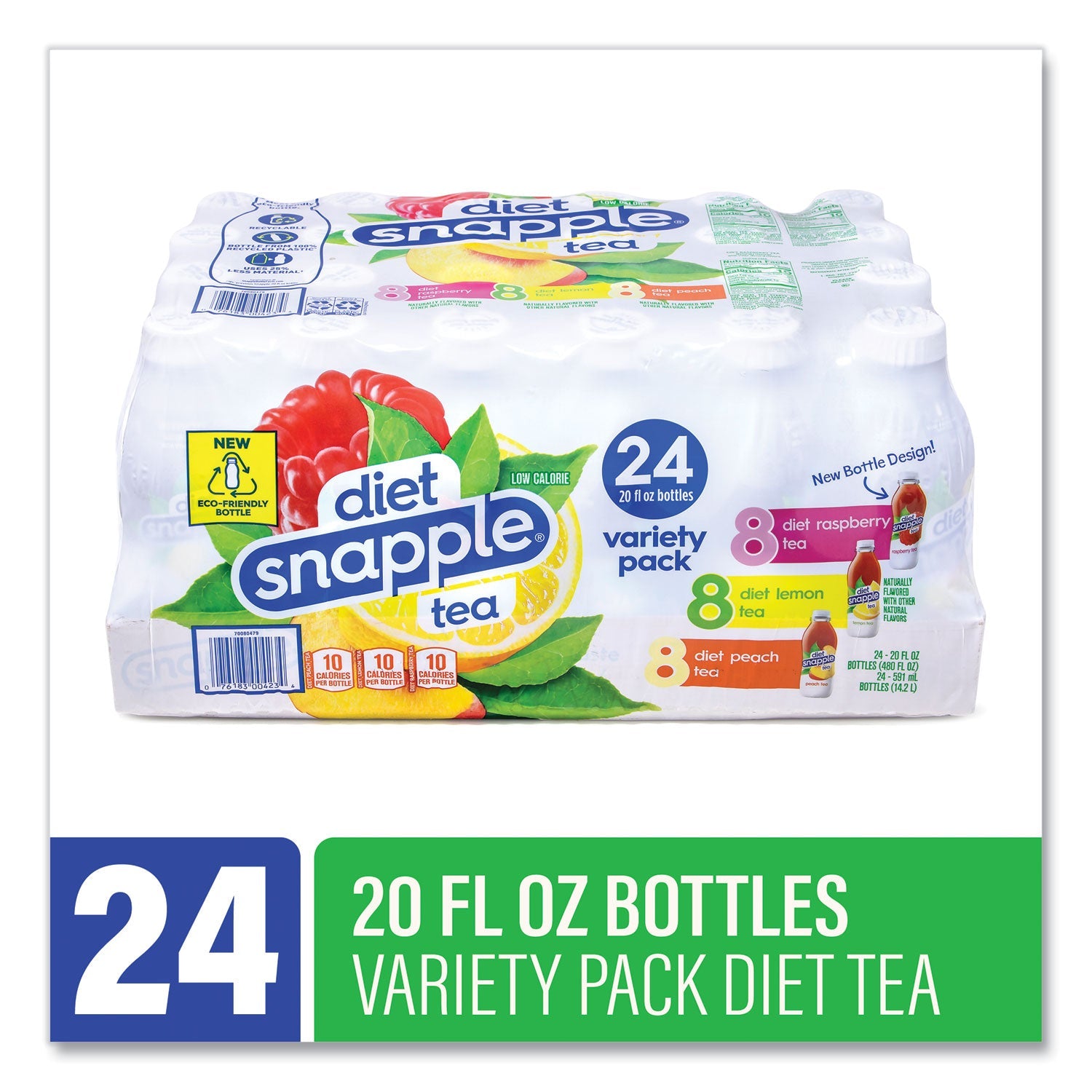 diet Snapple® Ice Tea Variety Pack, Assorted Flavors, 20 oz Bottle, 24/Carton