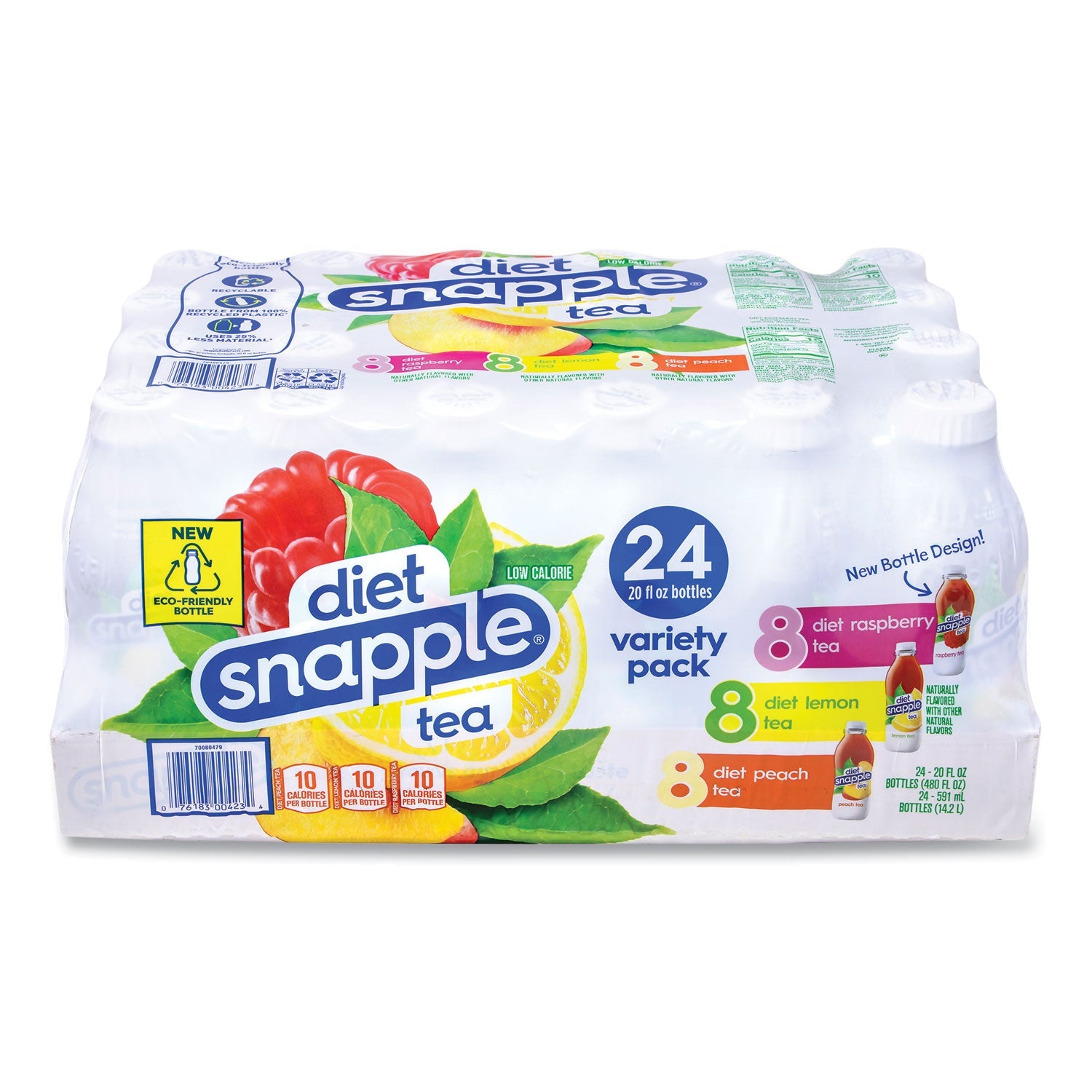 diet Snapple® Ice Tea Variety Pack, Assorted Flavors, 20 oz Bottle, 24/Carton