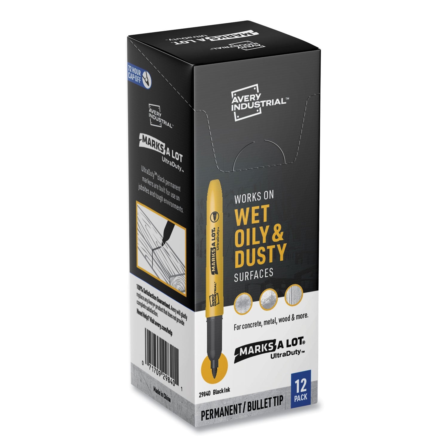UltraDuty Permanent Markers | Fine Tip Black, 12/Bx