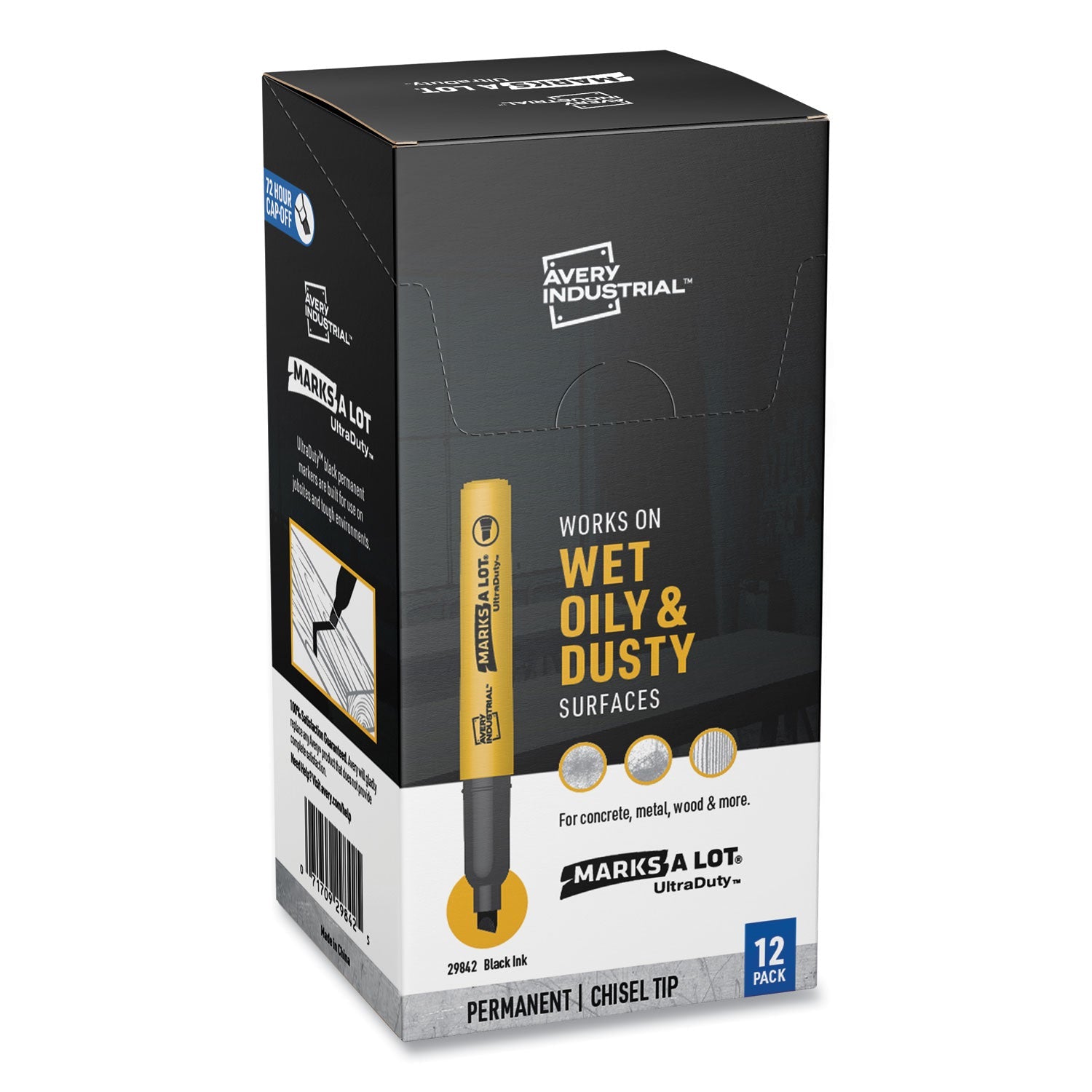 UltraDuty Permanent Markers | Chisel Tip Black, 12/Bx