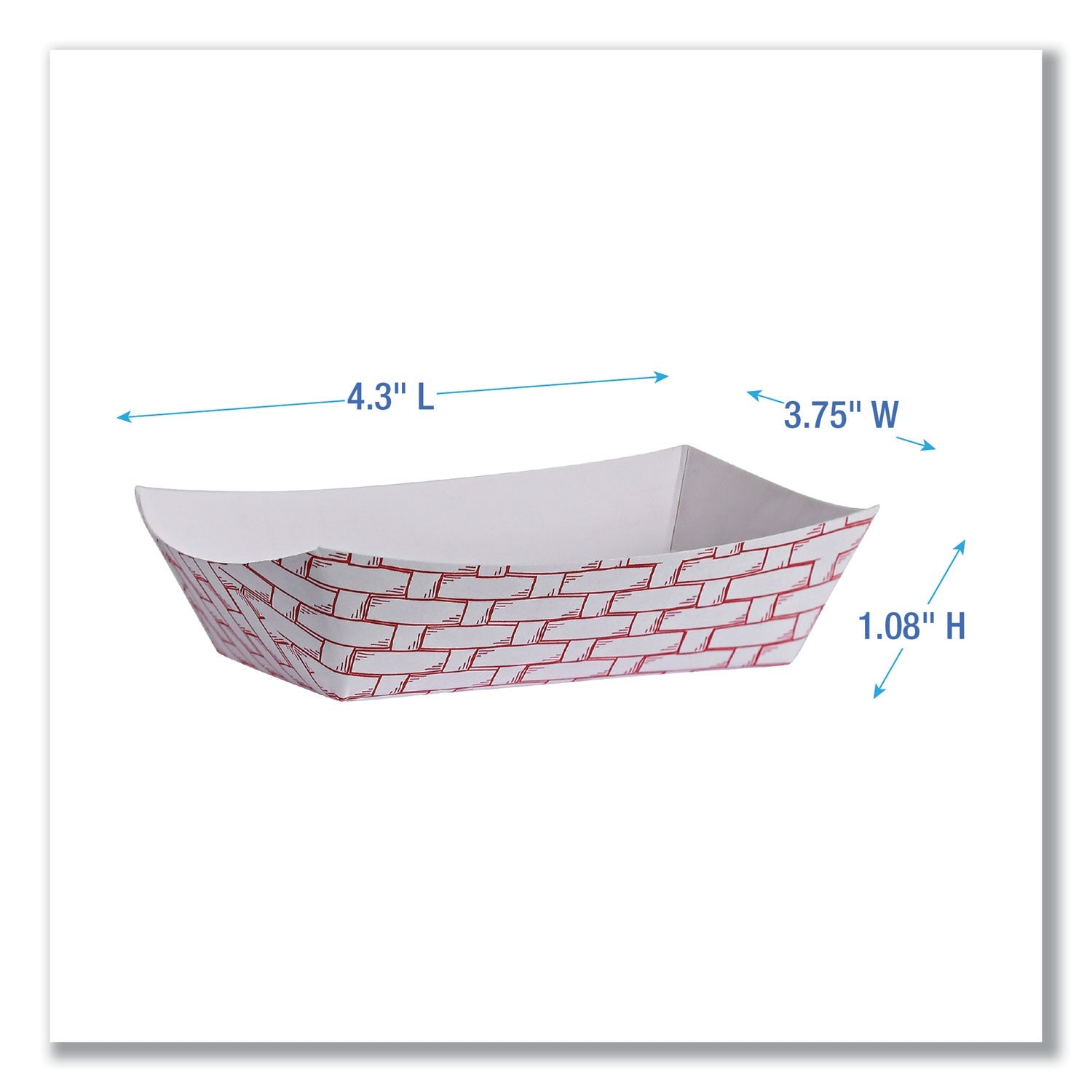 Boardwalk® Paper Food Baskets, 6 oz Capacity, 3.78 x 4.3 x 1.08, Red/White, 1,000/Carton