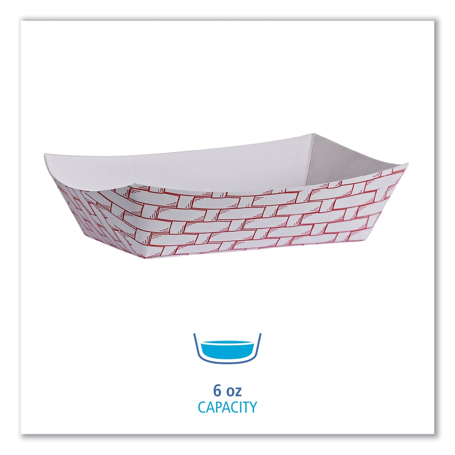 Boardwalk® Paper Food Baskets, 6 oz Capacity, 3.78 x 4.3 x 1.08, Red/White, 1,000/Carton