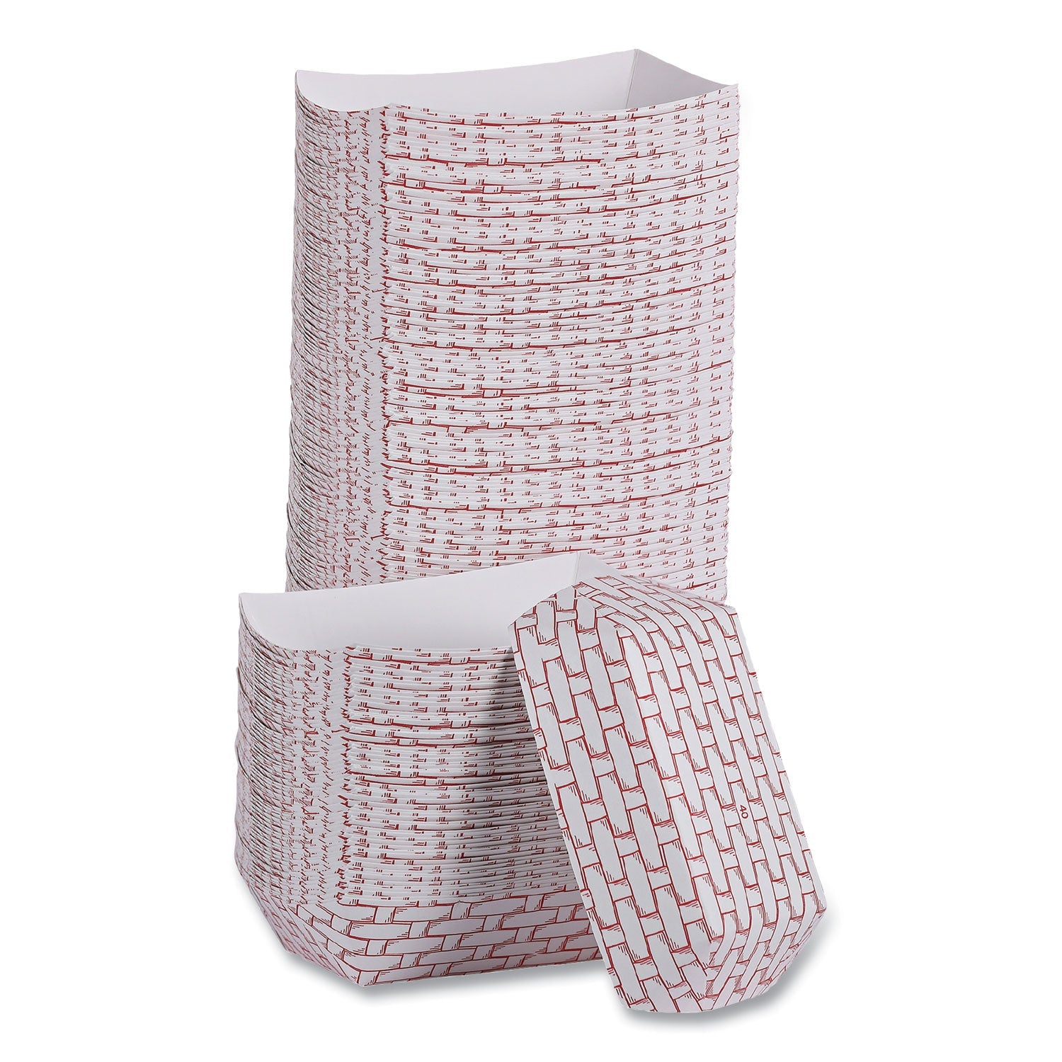 Boardwalk® Paper Food Baskets, 6 oz Capacity, 3.78 x 4.3 x 1.08, Red/White, 1,000/Carton