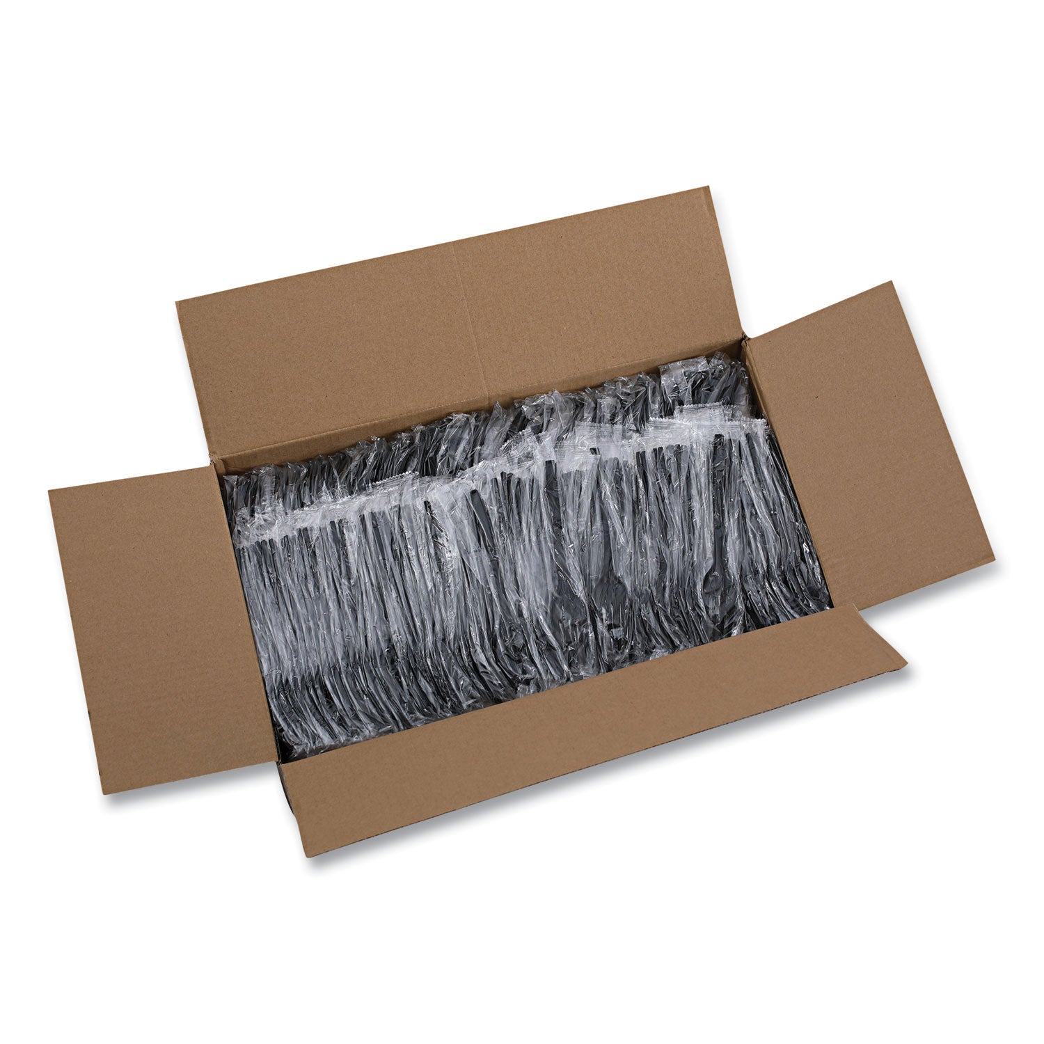 Boardwalk® Heavyweight Wrapped Polypropylene Cutlery, Fork, Plastic, Black, 1,000/Carton