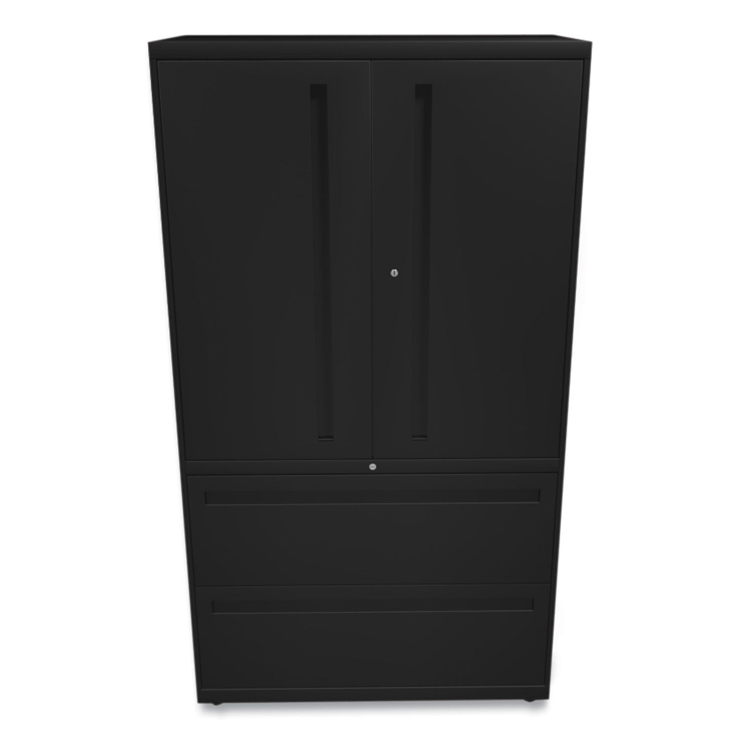 HON® Brigade 700 Series Lateral File, Three-Shelf Enclosed Storage, 2 Legal/letter-Size File Drawers, Black, 36" X 18" X 64.25"
