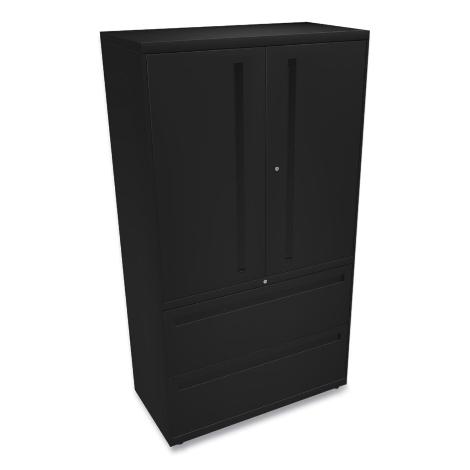 HON® Brigade 700 Series Lateral File, Three-Shelf Enclosed Storage, 2 Legal/letter-Size File Drawers, Black, 36" X 18" X 64.25"