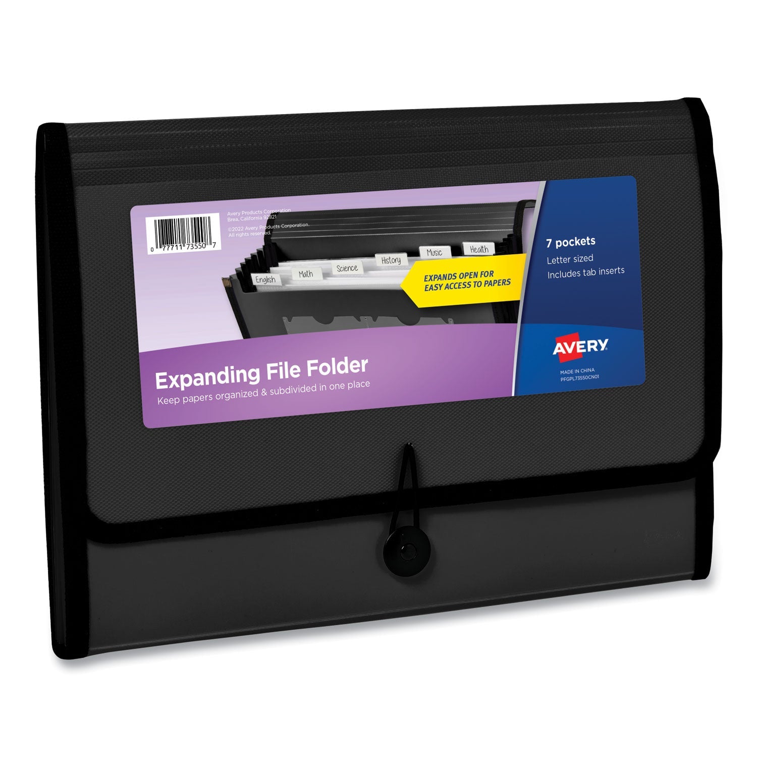 Expanding File Folder Organizer | Black, 7-Section