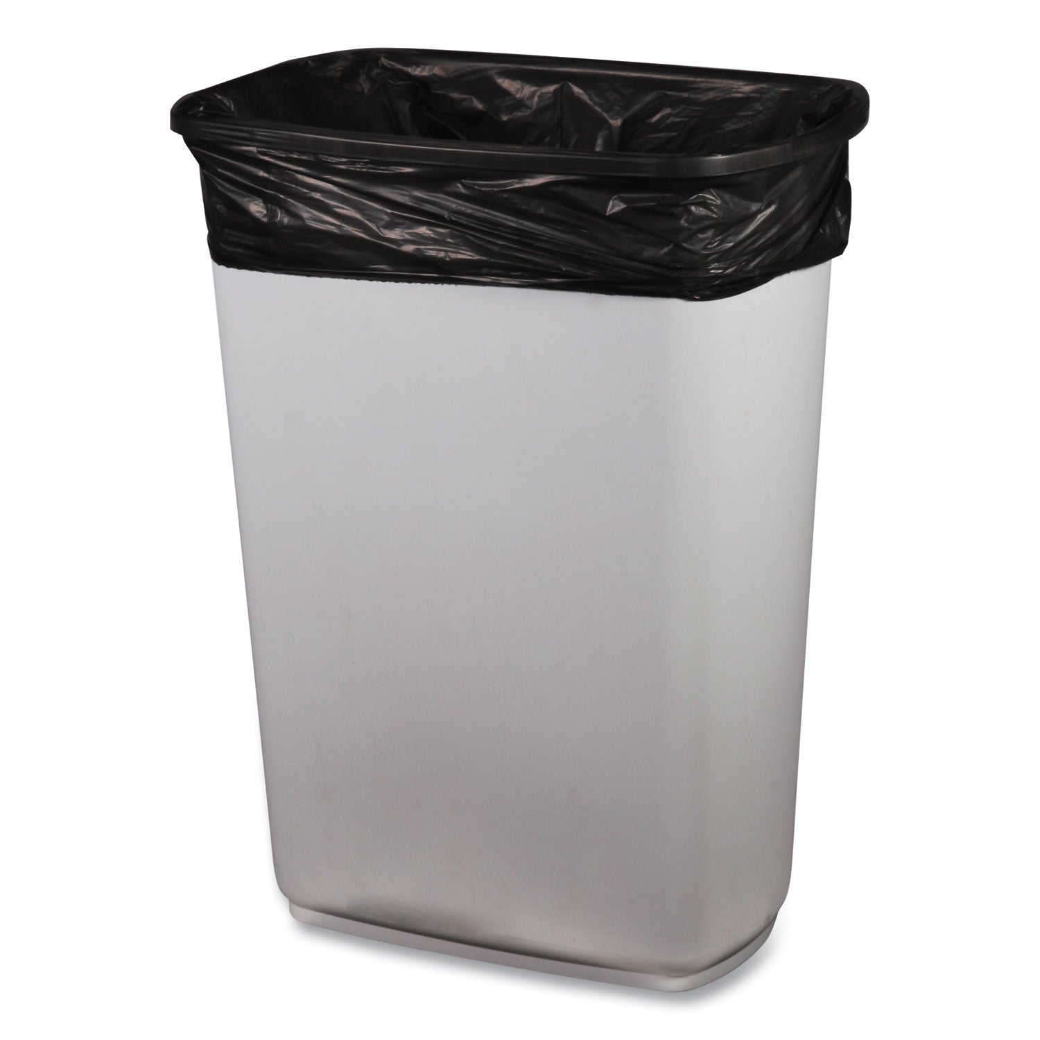 Boardwalk® Low-Density Waste Can Liners, 23 gal, 0.9 mil, 28" x 45", Black, Perforated Roll, 25 Bags/Roll, 8 Rolls/Carton