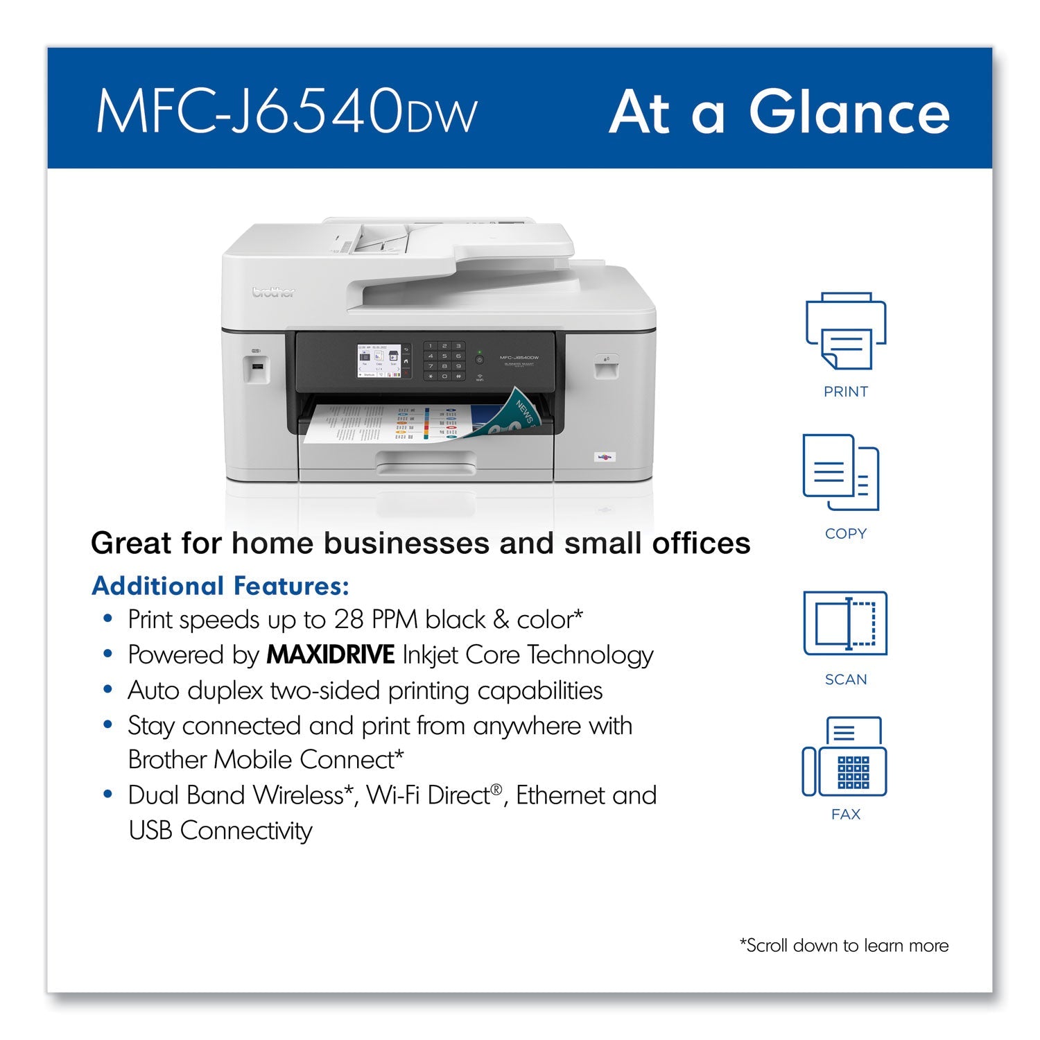 Brother MFC-J6540DW Business Color All-in-One Inkjet Printer, Copy/Fax/Print/Scan - Bloom Skins