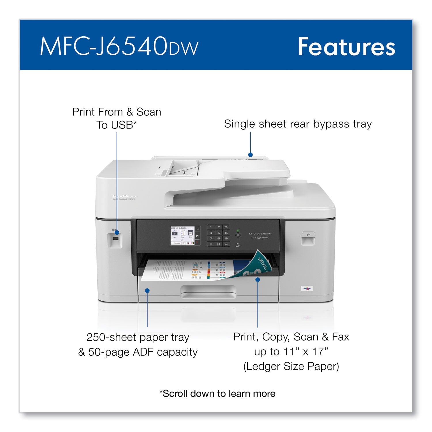Brother MFC-J6540DW Business Color All-in-One Inkjet Printer, Copy/Fax/Print/Scan - Bloom Skins