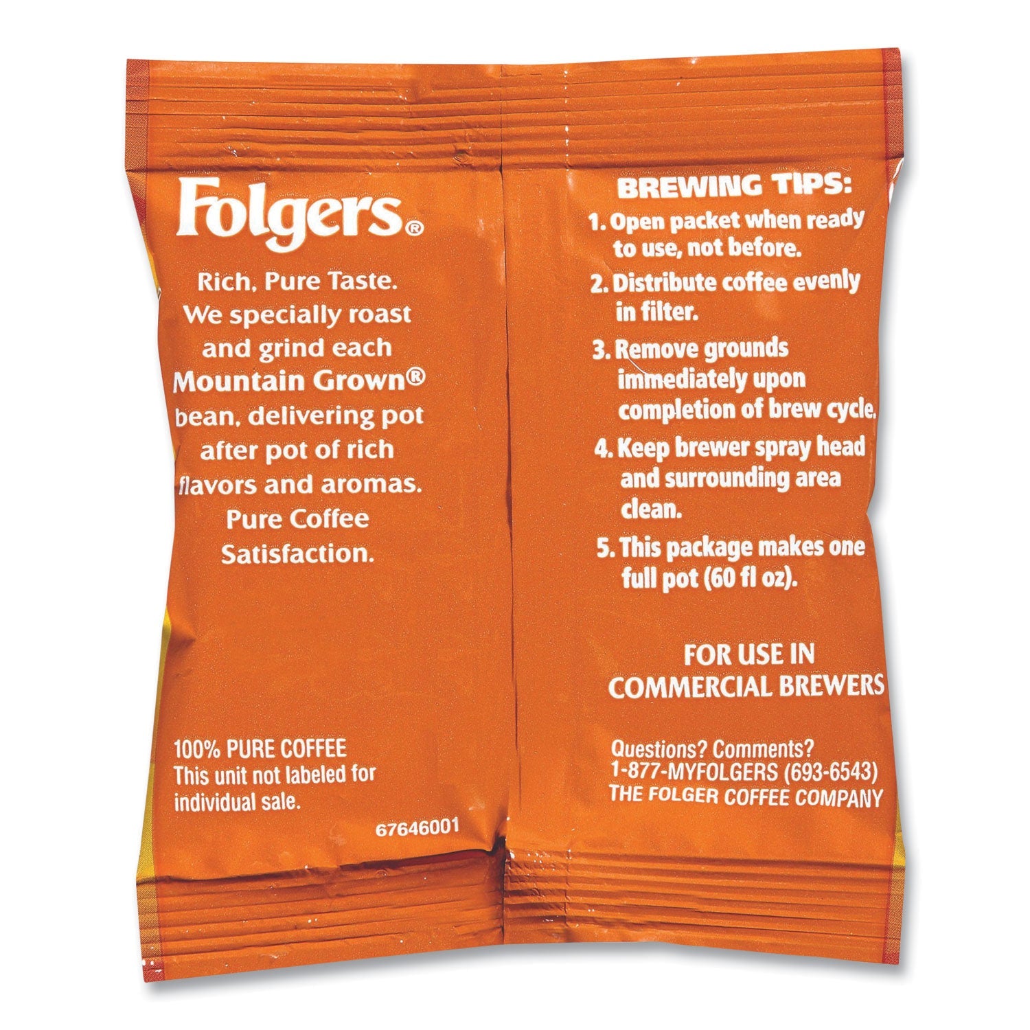 Folgers® Coffee, 100% Colombian, Ground, 1.75oz Fraction Pack, 42/carton
