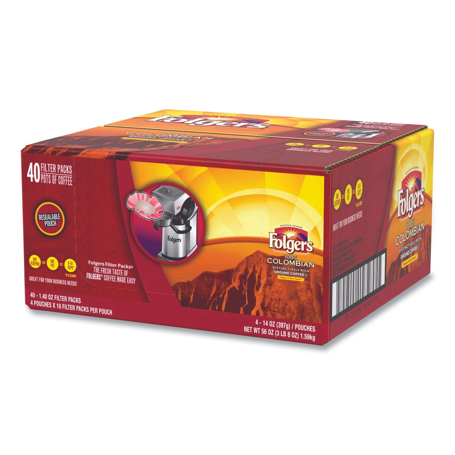 Folgers® Coffee Filter Packs, 100% Colombian, 1.4 Oz Pack, 40/carton