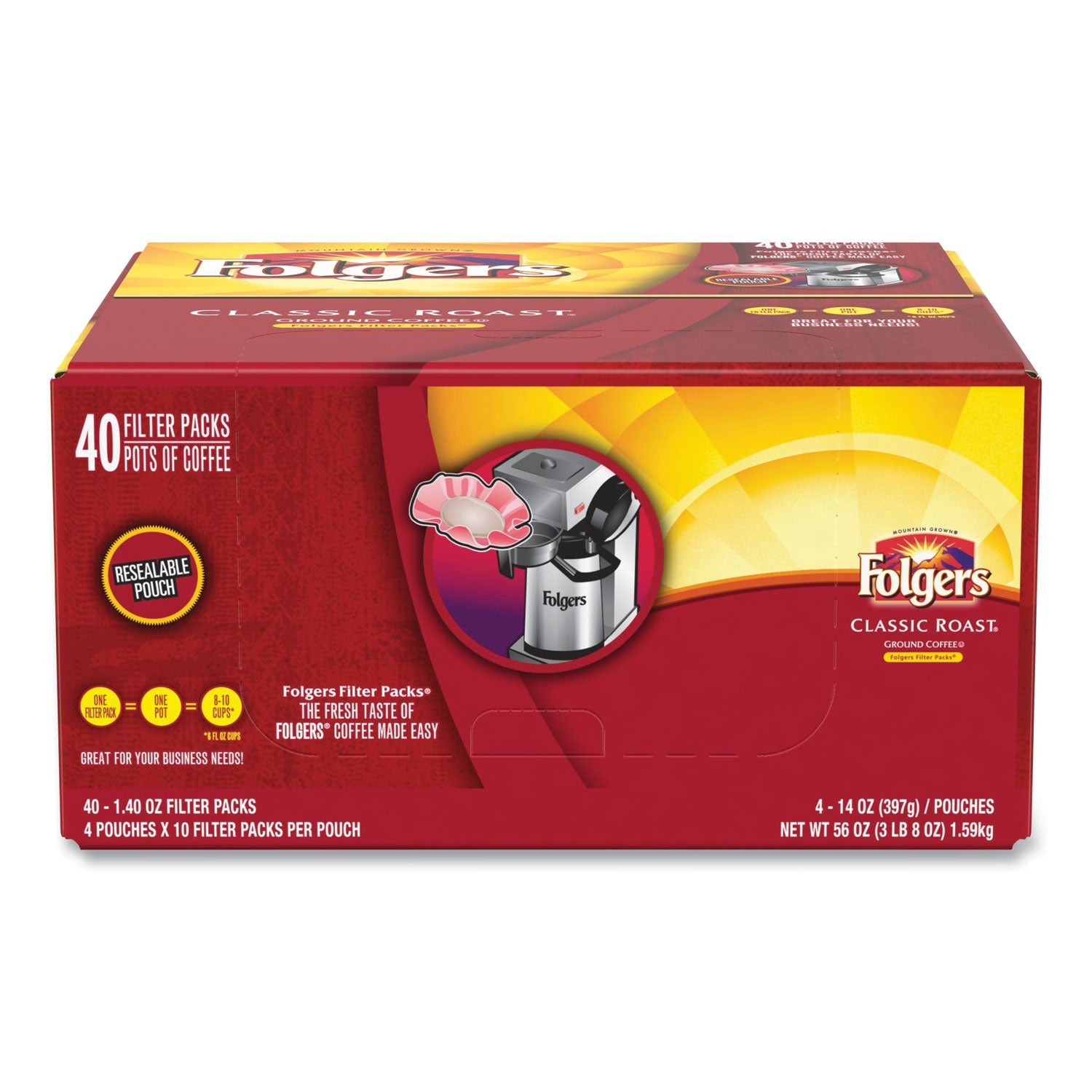Folgers® Coffee Filter Packs, Classic Roast, 1.4 Oz Pack, 40/carton