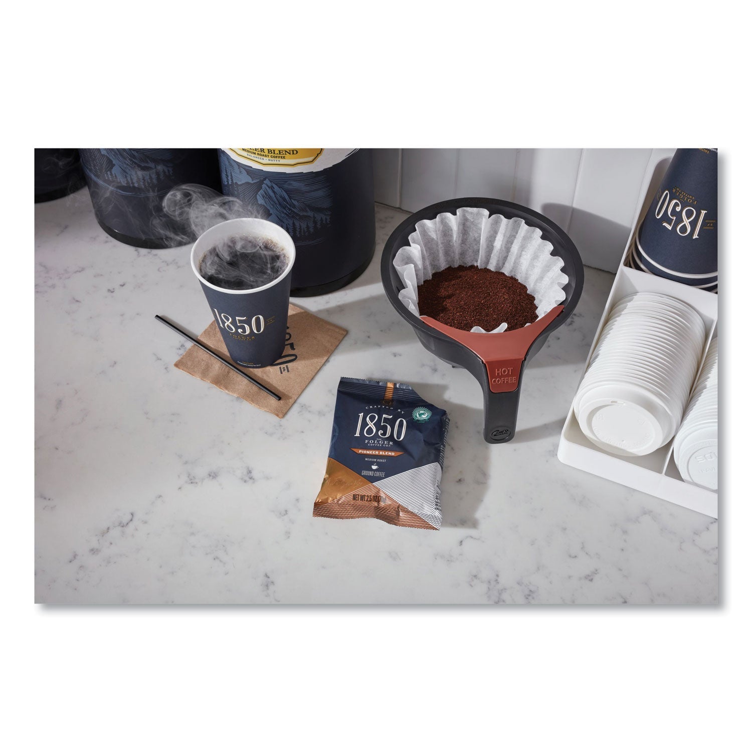 1850 Coffee Fraction Packs, Pioneer Blend, Medium Roast, 2.5 Oz Pack, 24 Packs/carton
