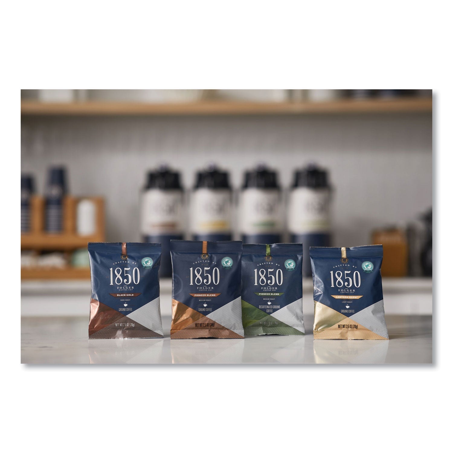 1850 Coffee Fraction Packs, Pioneer Blend Decaf, Medium Roast, 2.5 Oz Pack, 24 Packs/carton