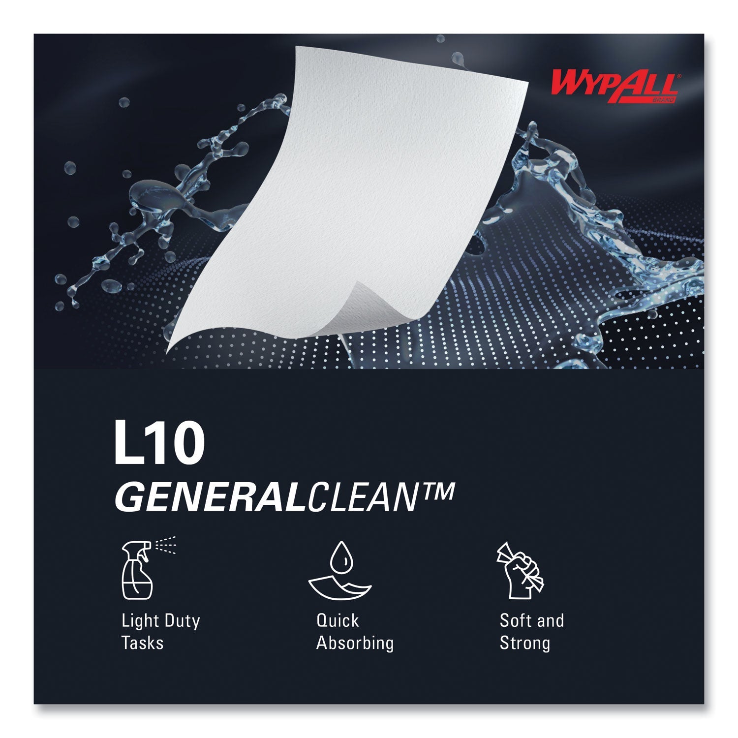 WypAll® L10 Towels, POP-UP Box, 1-Ply, 9 x 10.5, White, 125/Box, 18 Boxes/Carton