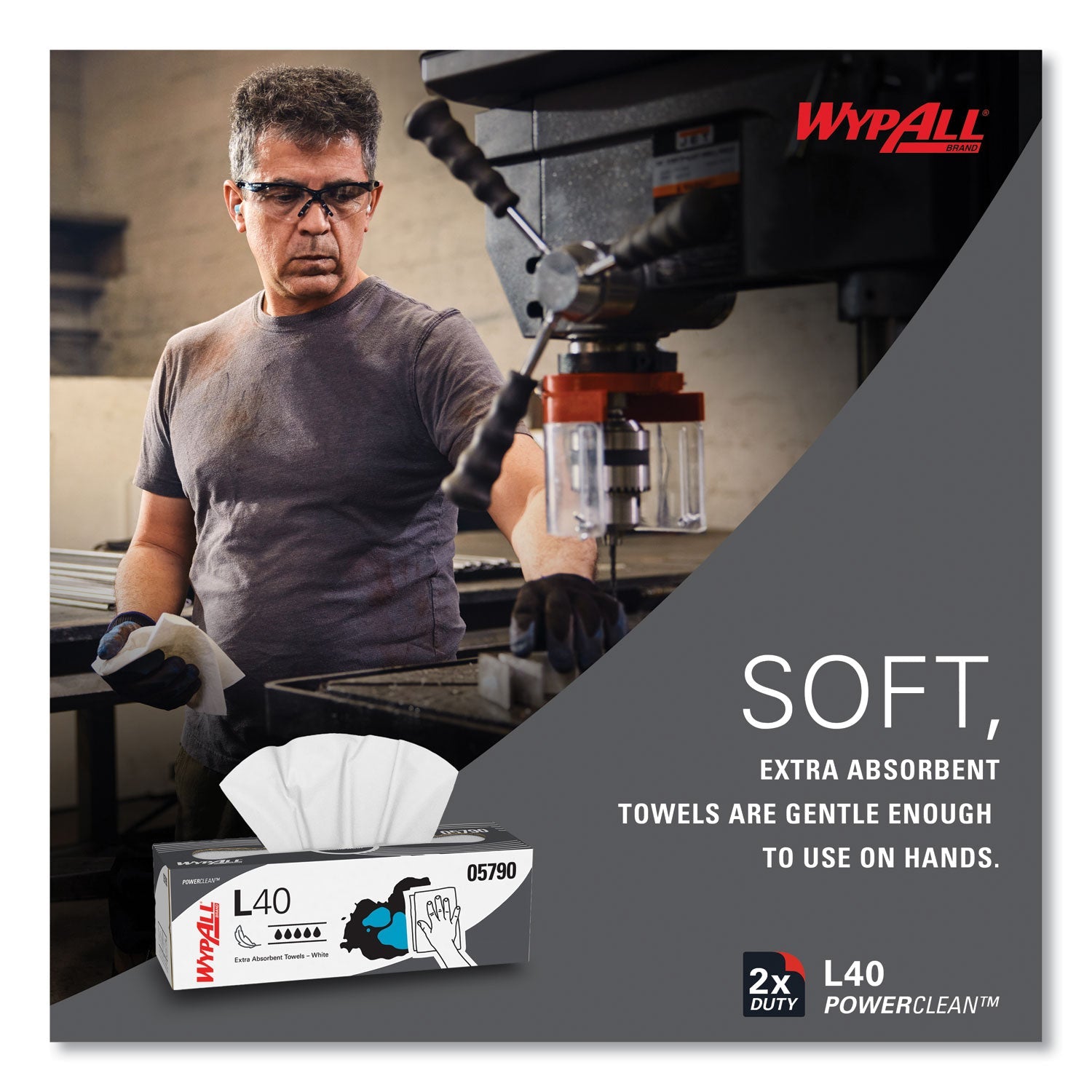 WypAll® L40 Towels, POP-UP Box, 16.4 x 9.8, White, 100/Box, 9 Boxes/Carton