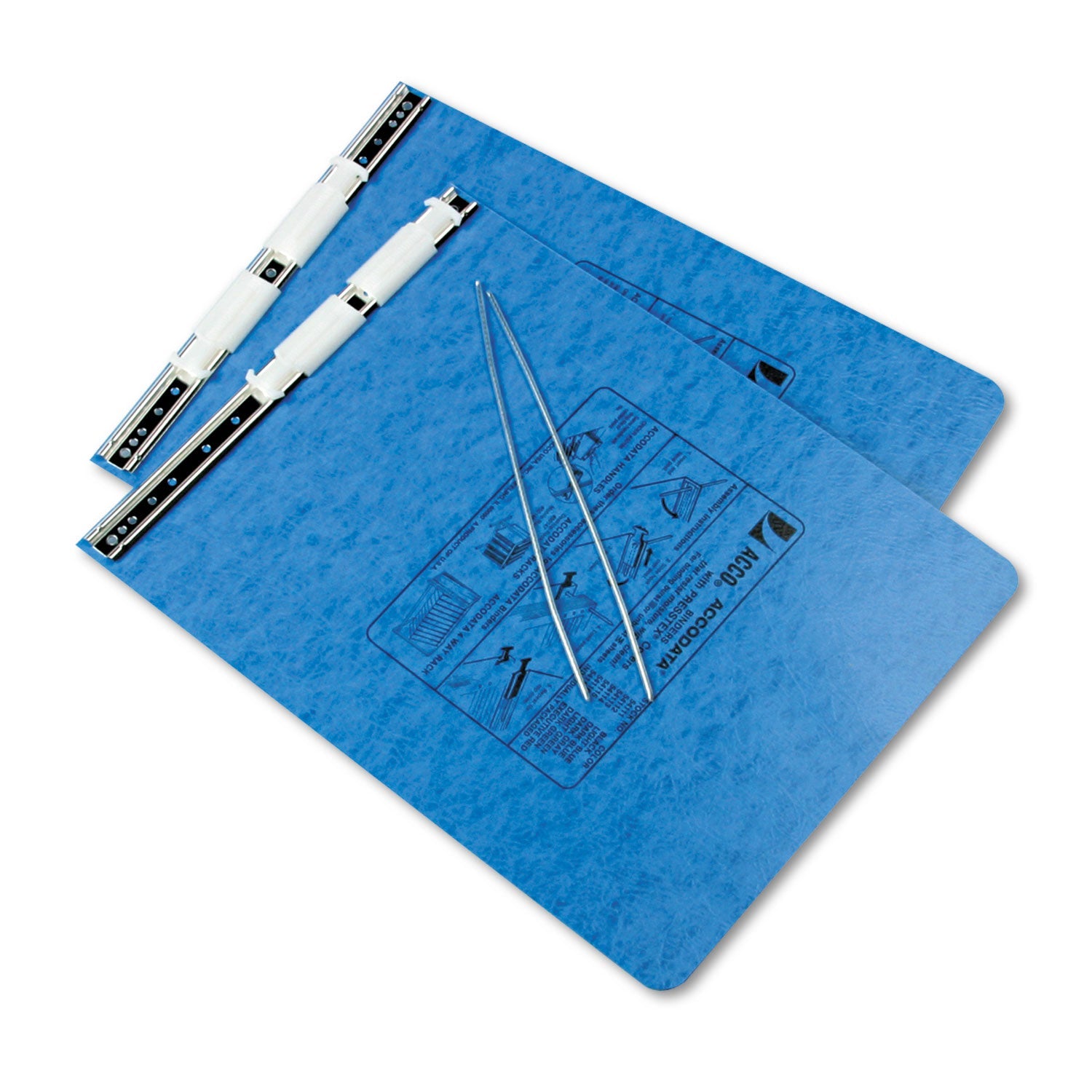 ACCO Presstex Covers With Storage Hooks, 2 Posts, 6" Capacity, 9.5 X 11, Light Blue