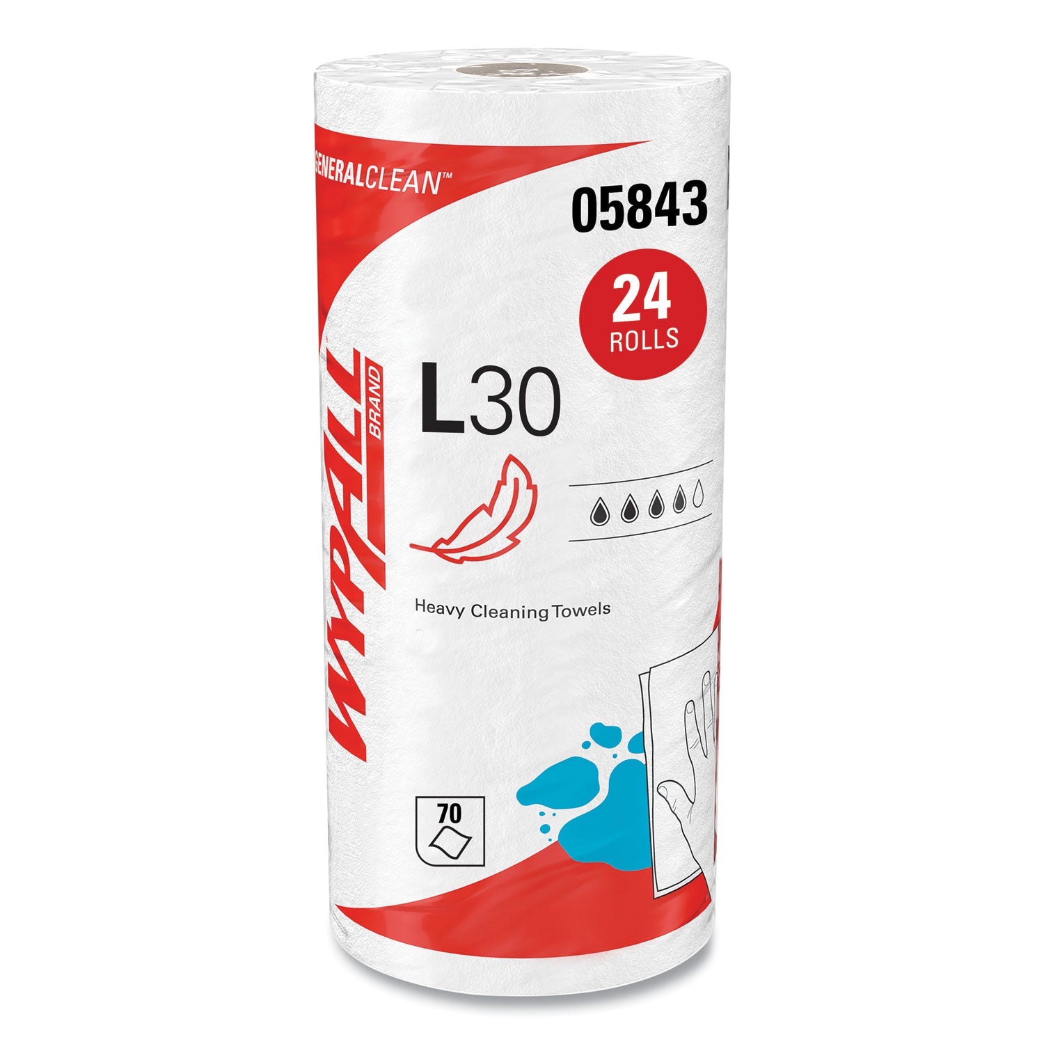 WypAll® L30 Towels, 11 x 10.4, White, 70 Sheets/Roll