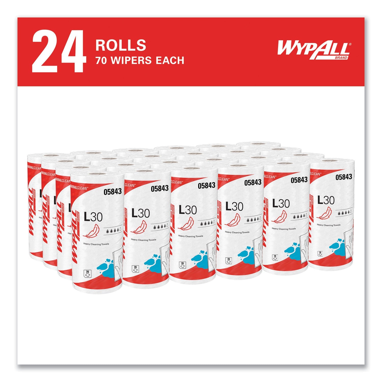 WypAll® L30 Towels, 11 x 10.4, White, 70 Sheets/Roll
