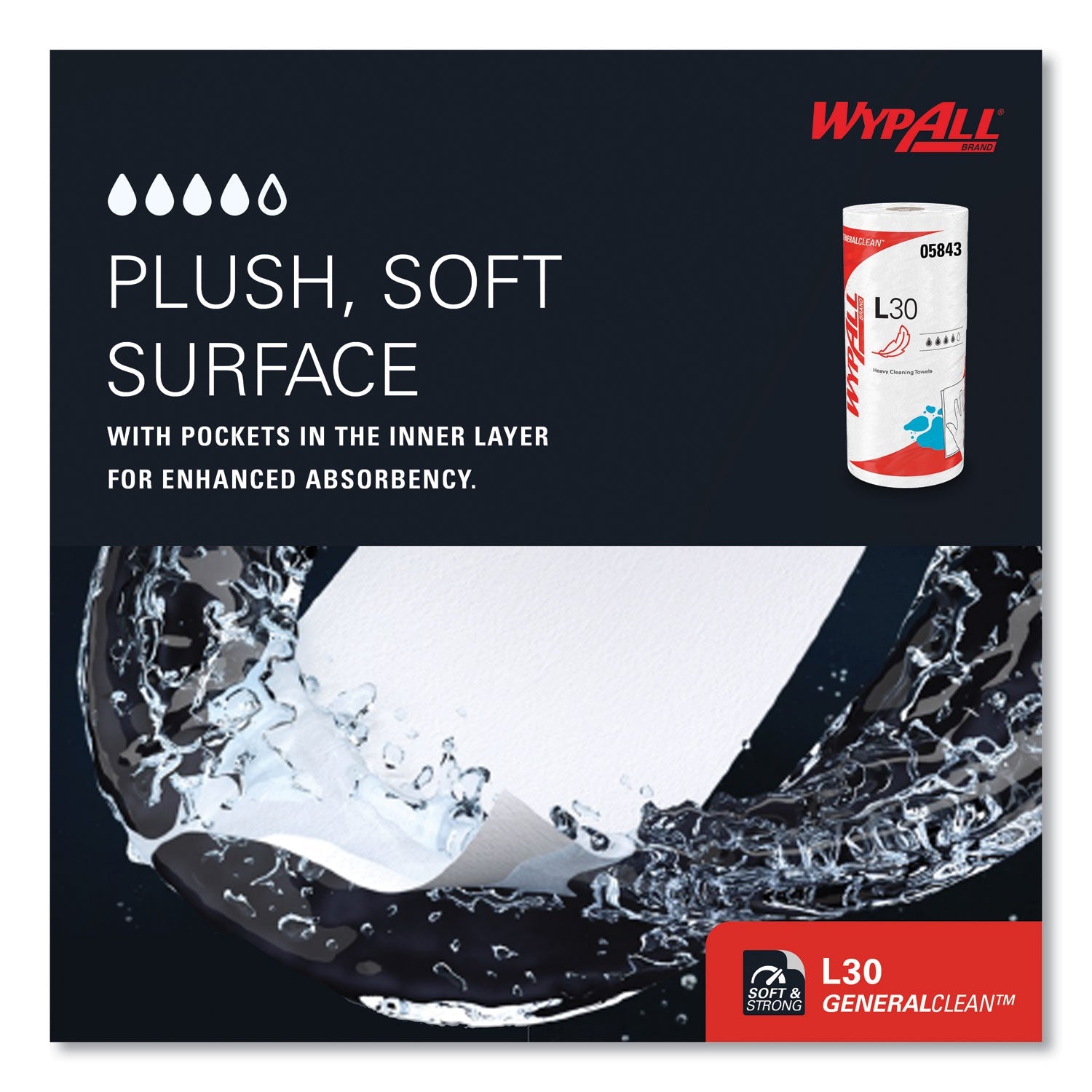 WypAll® L30 Towels, 11 x 10.4, White, 70 Sheets/Roll