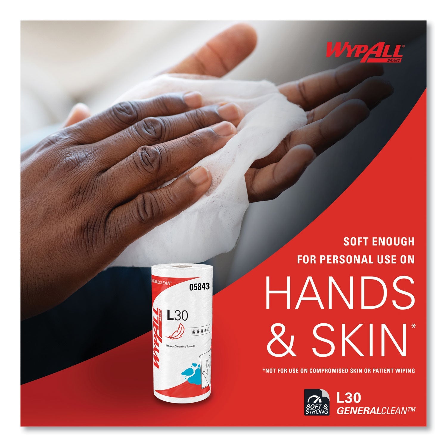 WypAll® L30 Towels, 11 x 10.4, White, 70 Sheets/Roll