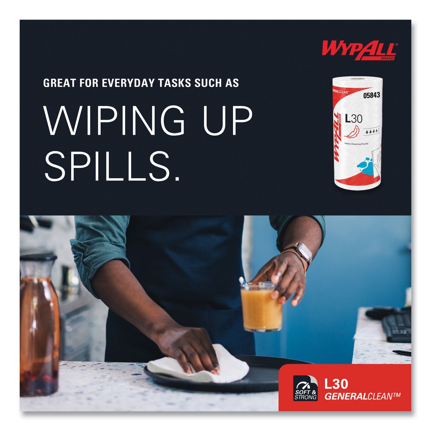 WypAll® L30 Towels, 11 x 10.4, White, 70 Sheets/Roll