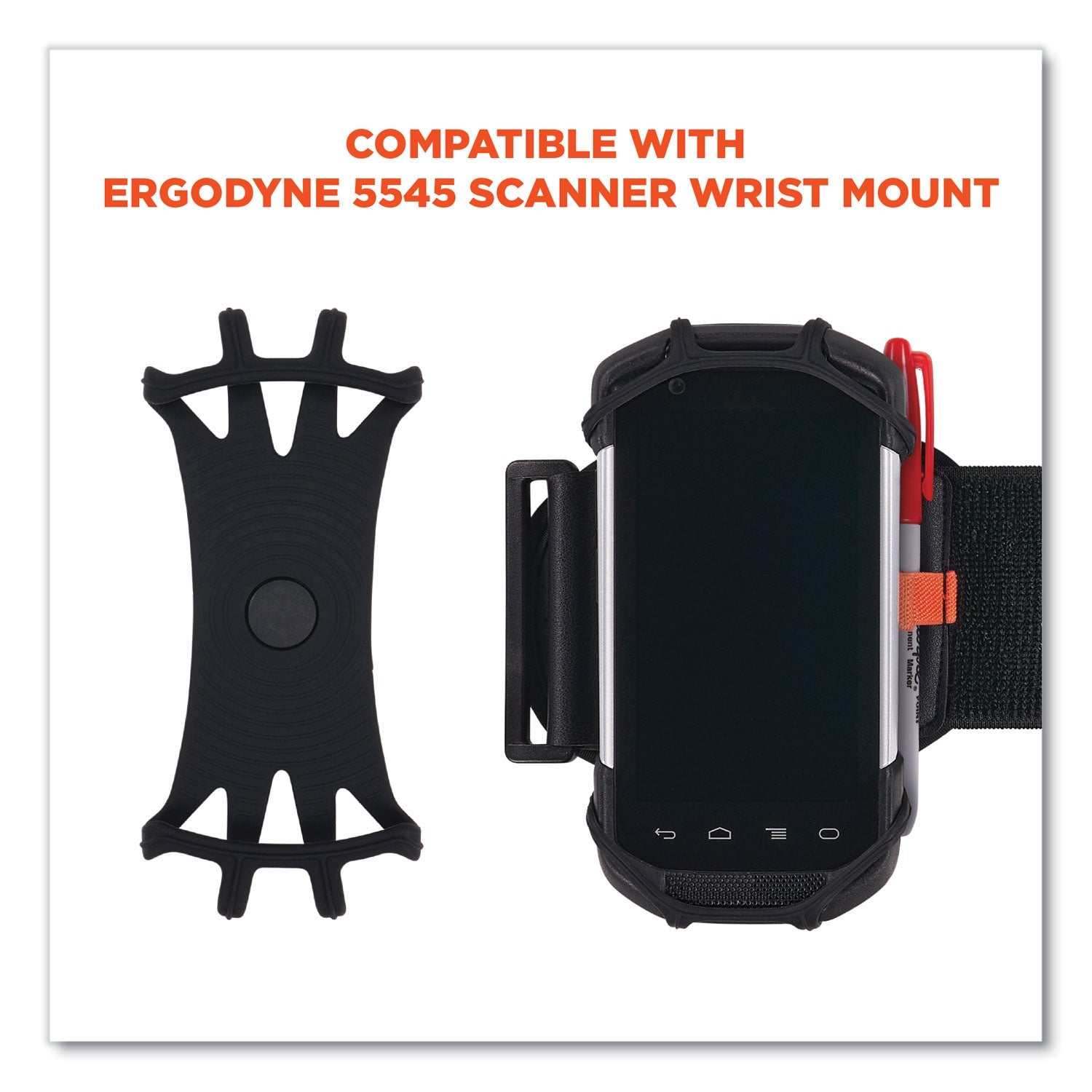 ergodyne® Squids 5547 Scanner Wrist Mount Holder, 4 x 5 x 0.5, Plastic, Black