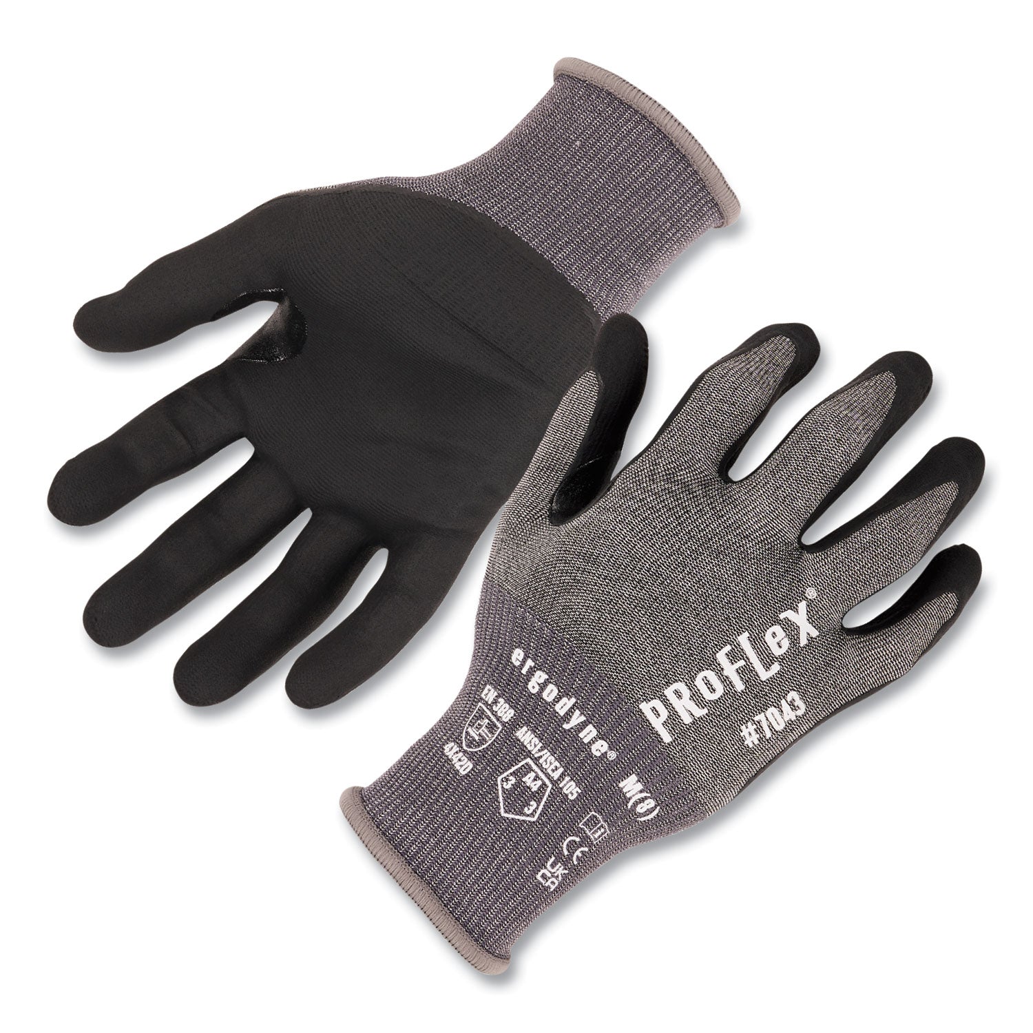ergodyne® ProFlex 7043 ANSI A4 Nitrile Coated CR Gloves, Gray, 2X-Large, 12 Pairs