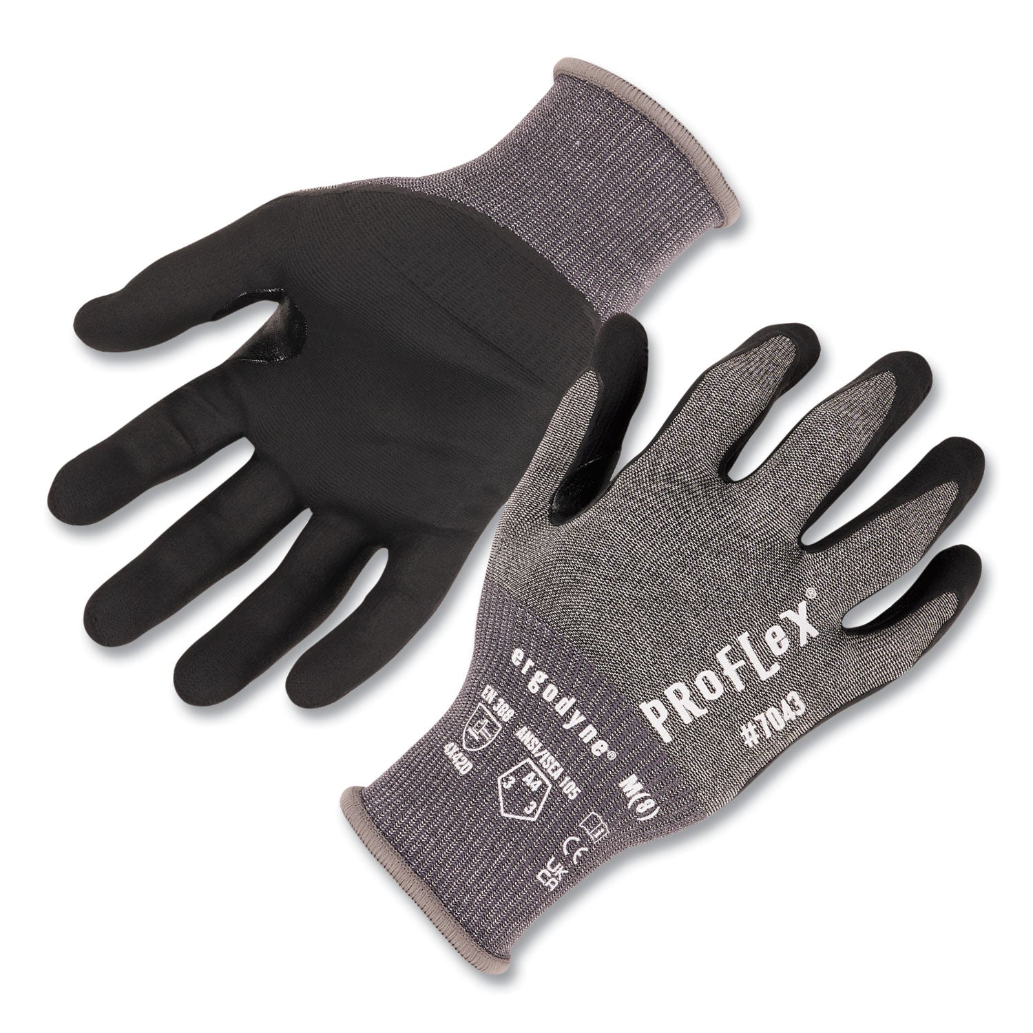 ergodyne® ProFlex 7043 ANSI A4 Nitrile Coated CR Gloves, Gray, 2X-Large, 1 Pair