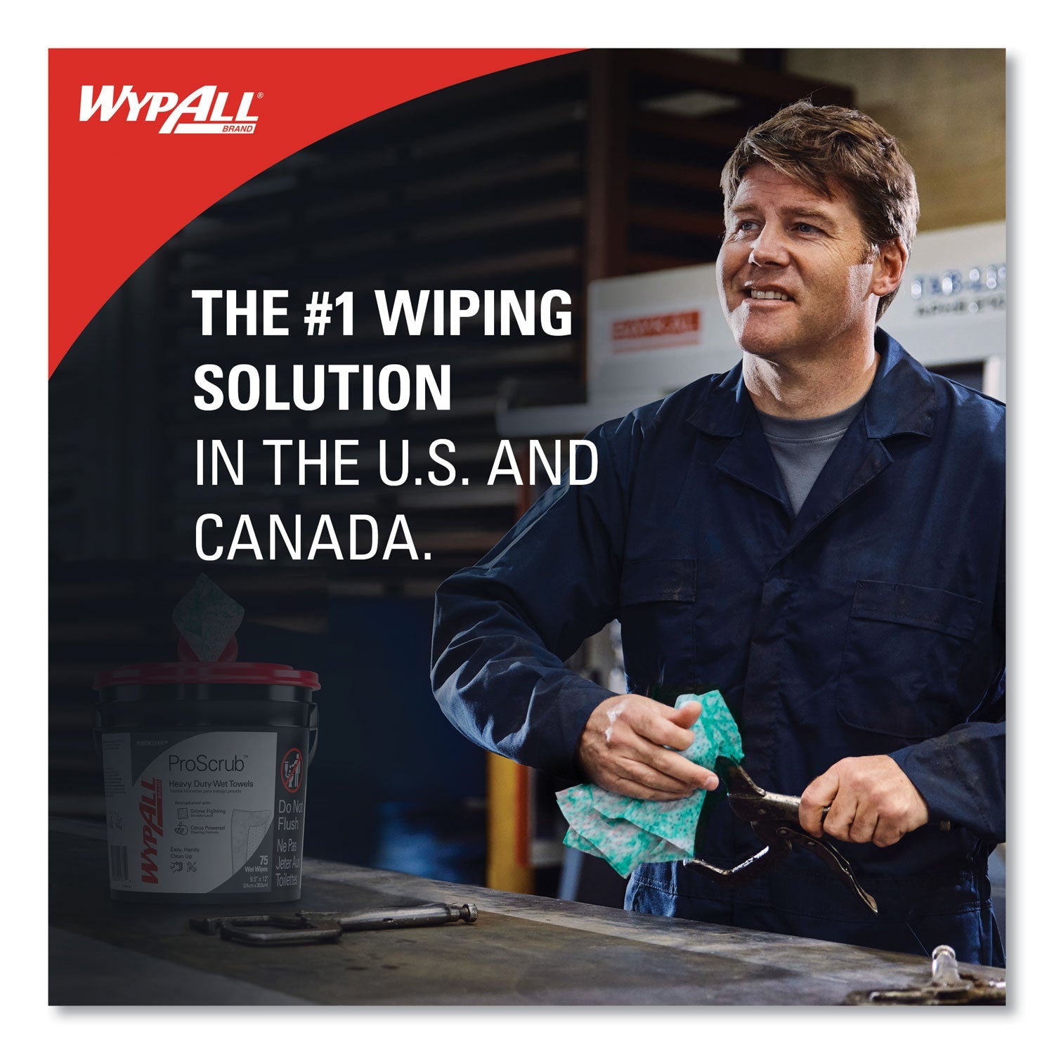 WypAll® Power Clean ProScrub Pre-Saturated Wipes, 9.5 x 12, Citrus Scent, Green, 75/Bucket, 6 Buckets/Carton