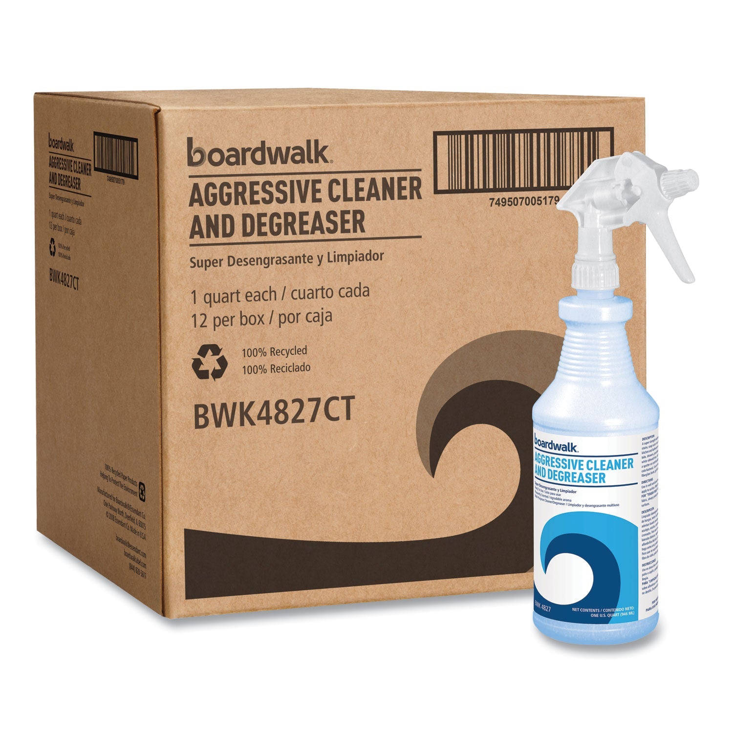 Boardwalk® Aggressive Cleaner and Degreaser, Lemon Scent, 32 oz Bottle, 12/Carton