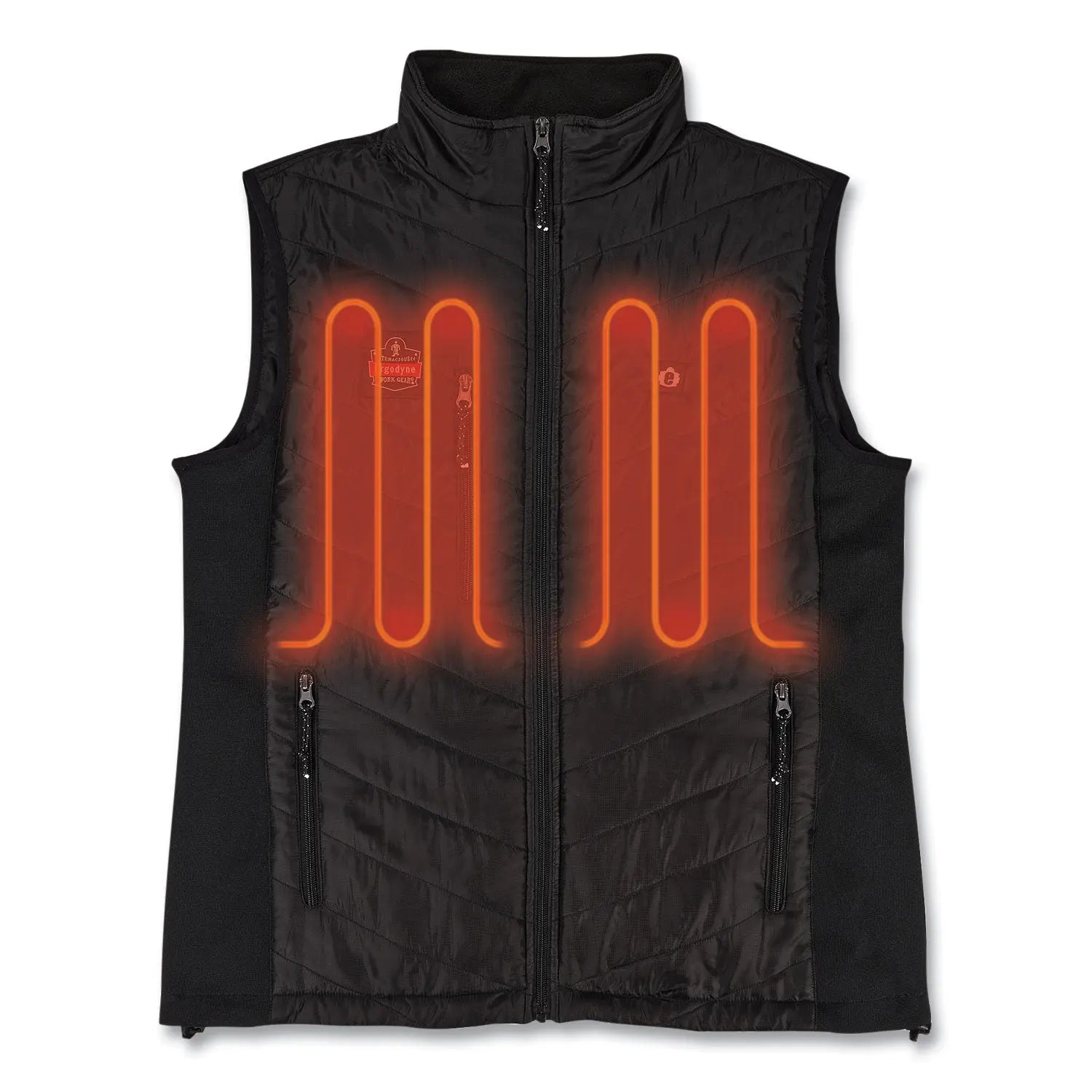 ergodyne® N-Ferno 6495 Rechargeable Heated Vest with Battery Power Bank, Fleece/Polyester, X-Large, Black