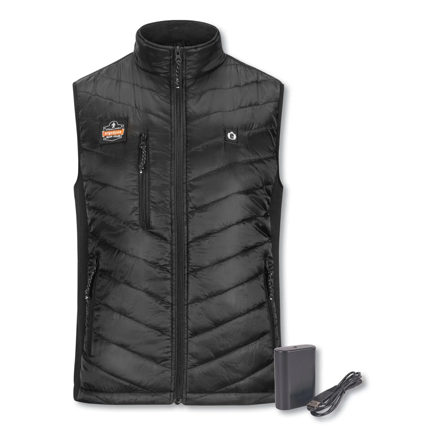 ergodyne® N-Ferno 6495 Rechargeable Heated Vest with Battery Power Bank, Fleece/Polyester, 3X-Large, Black