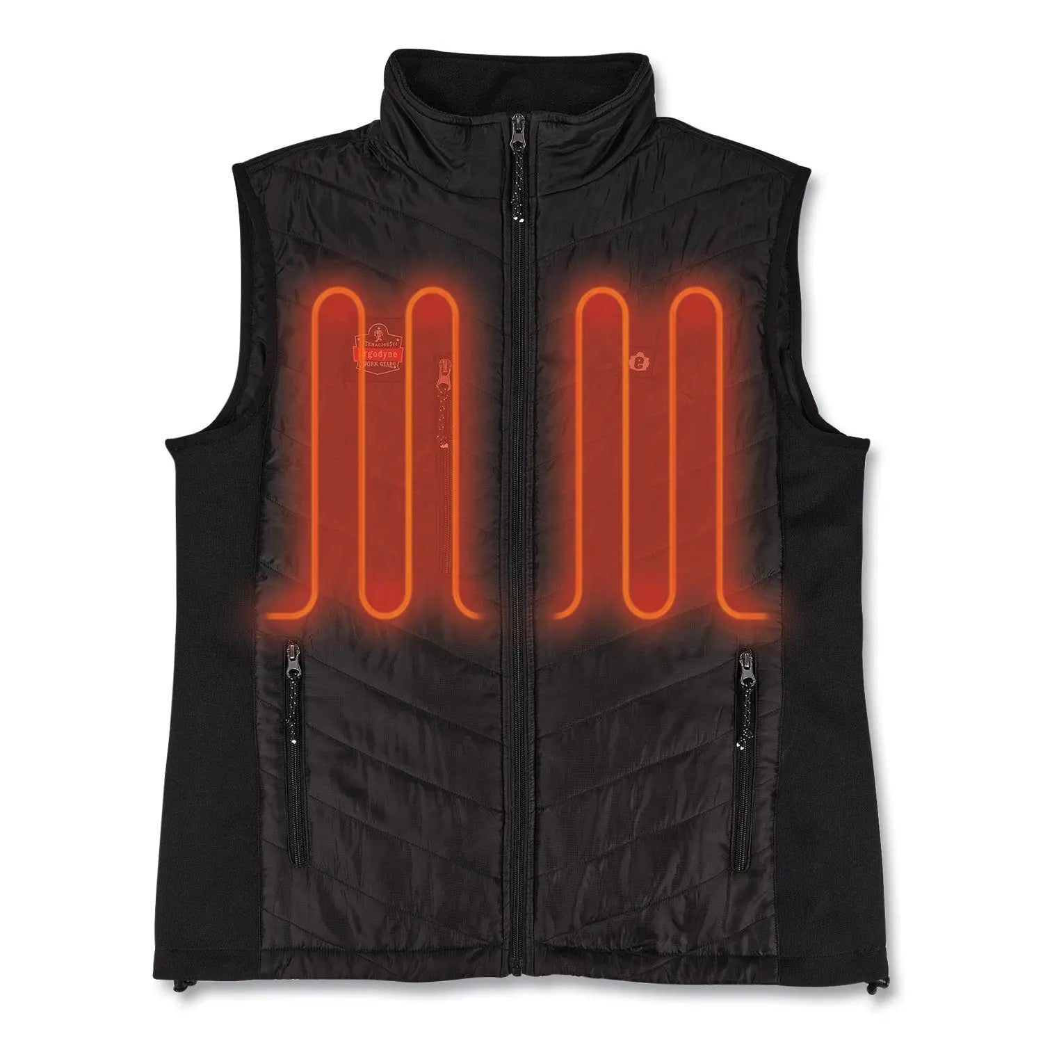 ergodyne® N-Ferno 6495 Rechargeable Heated Vest with Batter Power Bank, Fleece/Polyester, Medium, Black