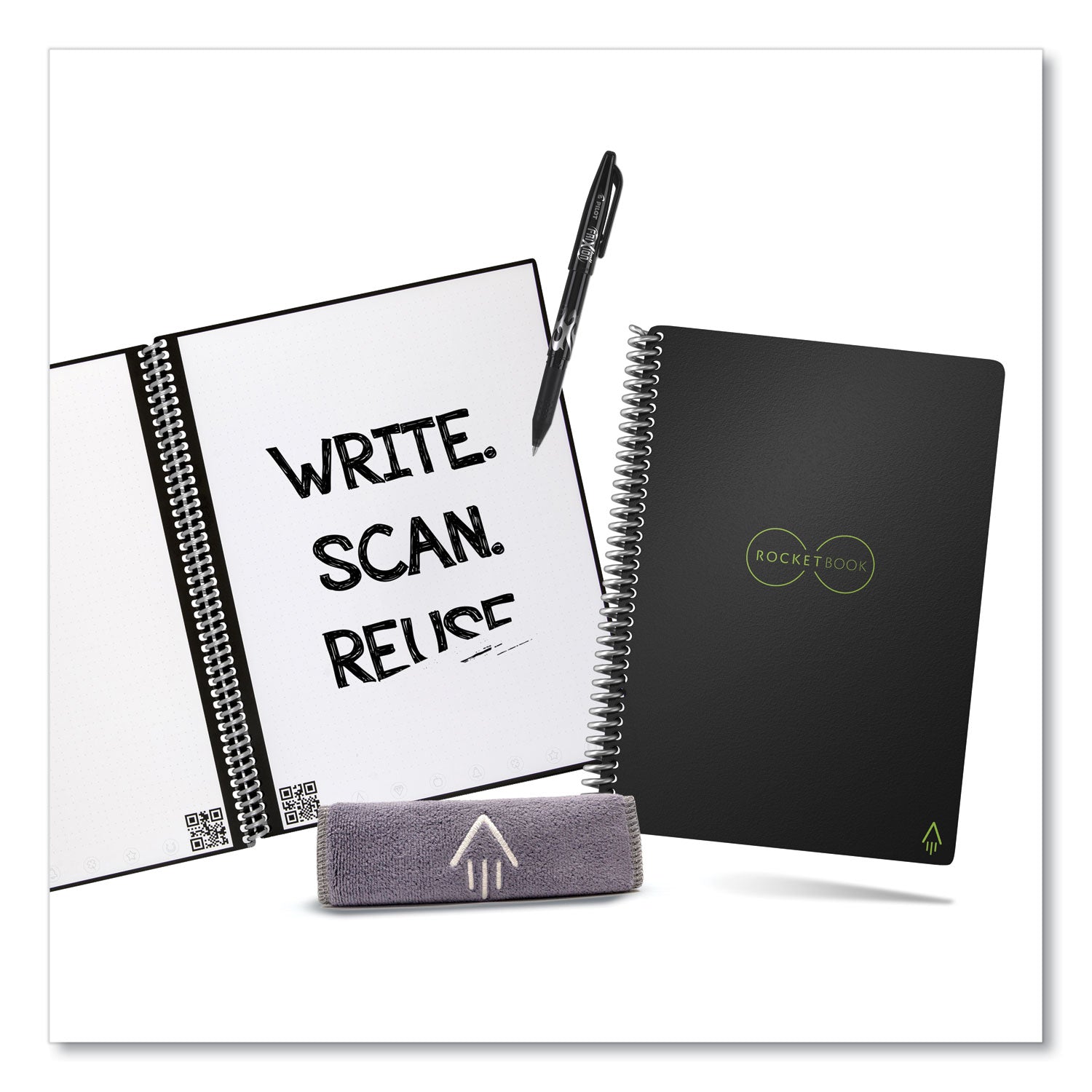 Rocketbook Core Smart Notebook, Dotted Rule, Black Cover, (18) 8.8 x 6 Sheets