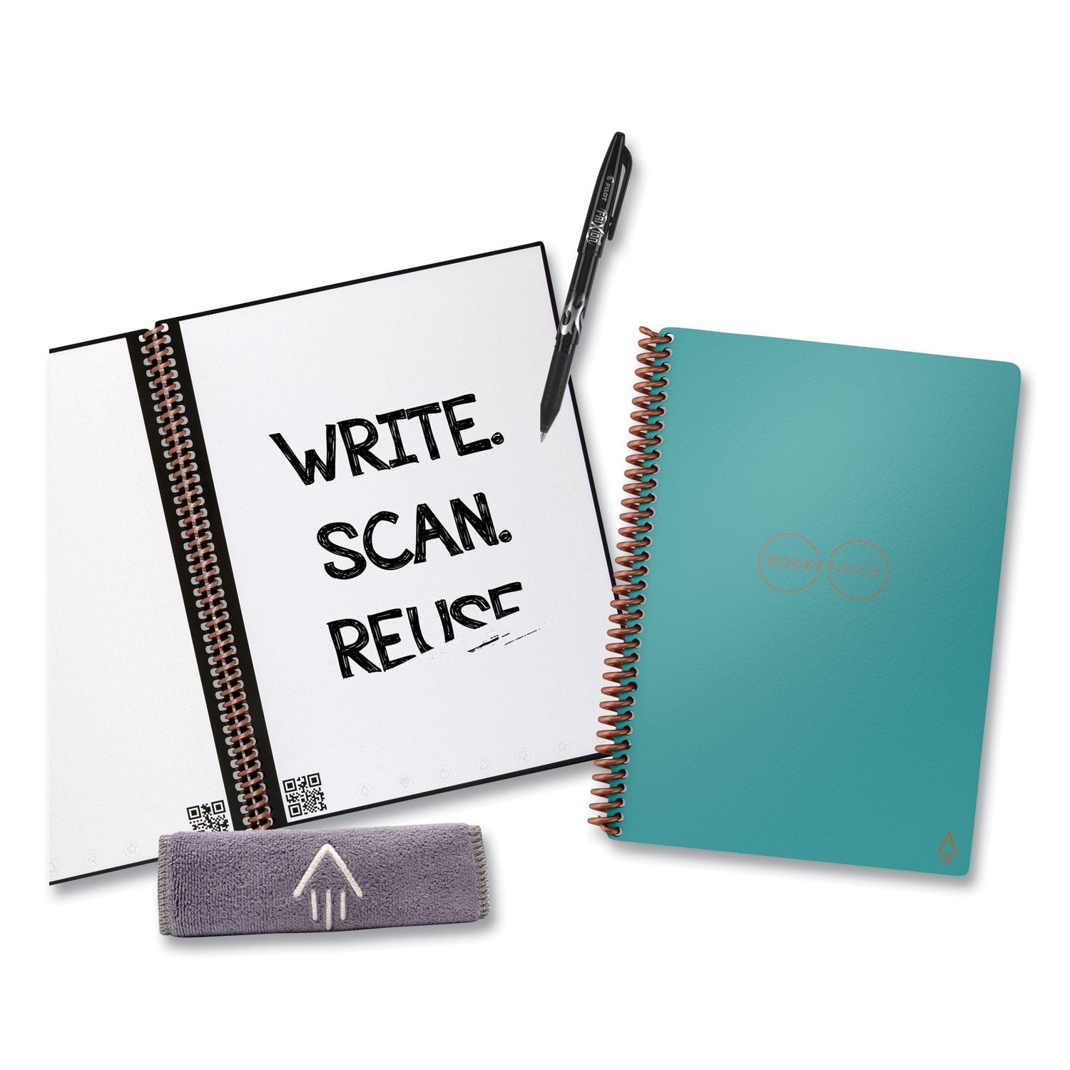 Rocketbook Core Smart Notebook, Dotted Rule, Teal Cover, (18) 8.8 x 6 Sheets