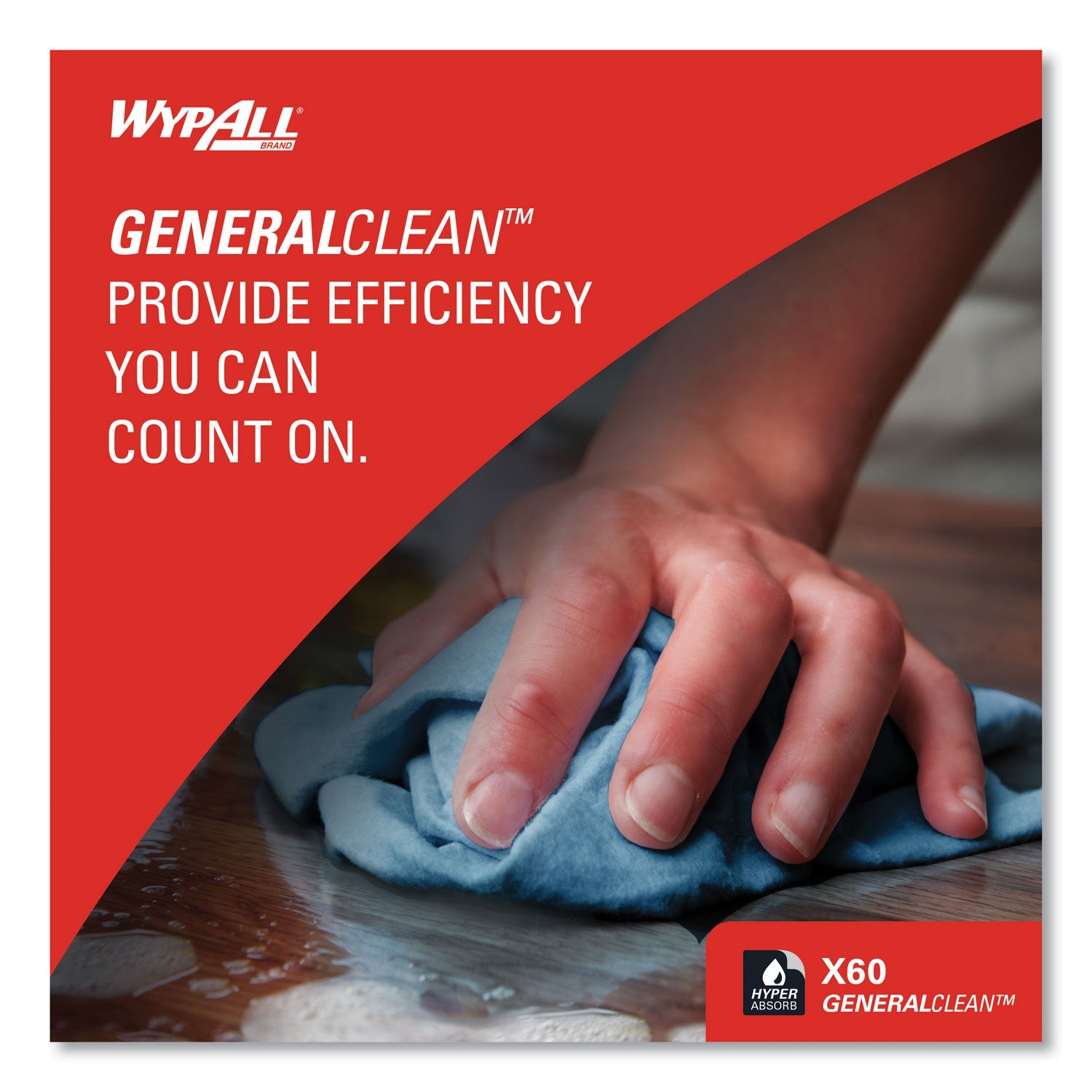 WypAll® General Clean X60 Cloths, Jumbo Roll, 12.5 x 13.4, Blue, 1,100/Roll