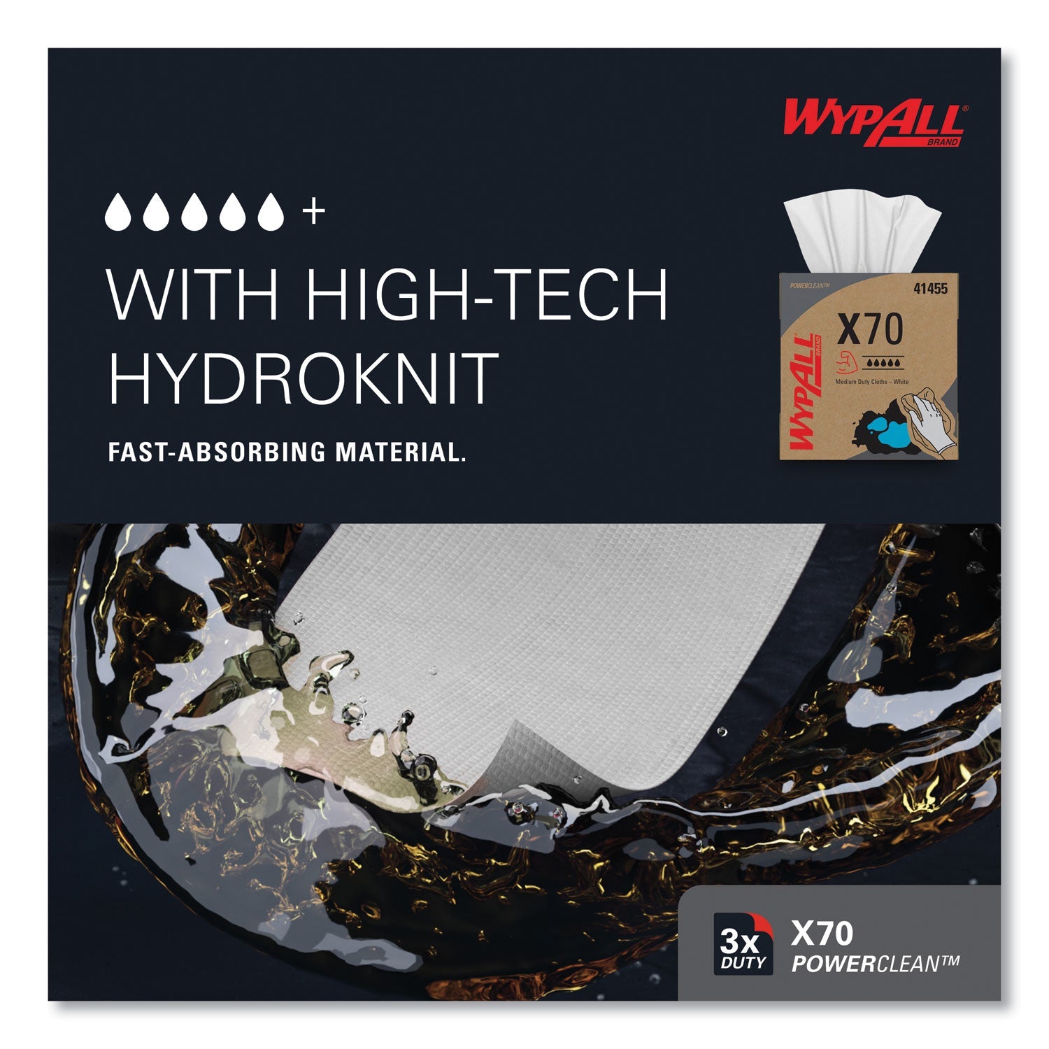 WypAll® X70 Cloths, POP-UP Box, 9.13 x 16.8, White, 100/Box, 10 Boxes/Carton