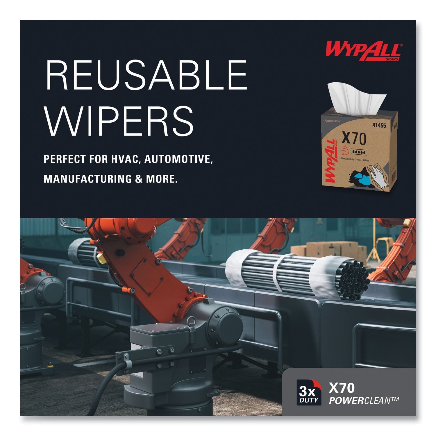 WypAll® X70 Cloths, POP-UP Box, 9.13 x 16.8, White, 100/Box, 10 Boxes/Carton