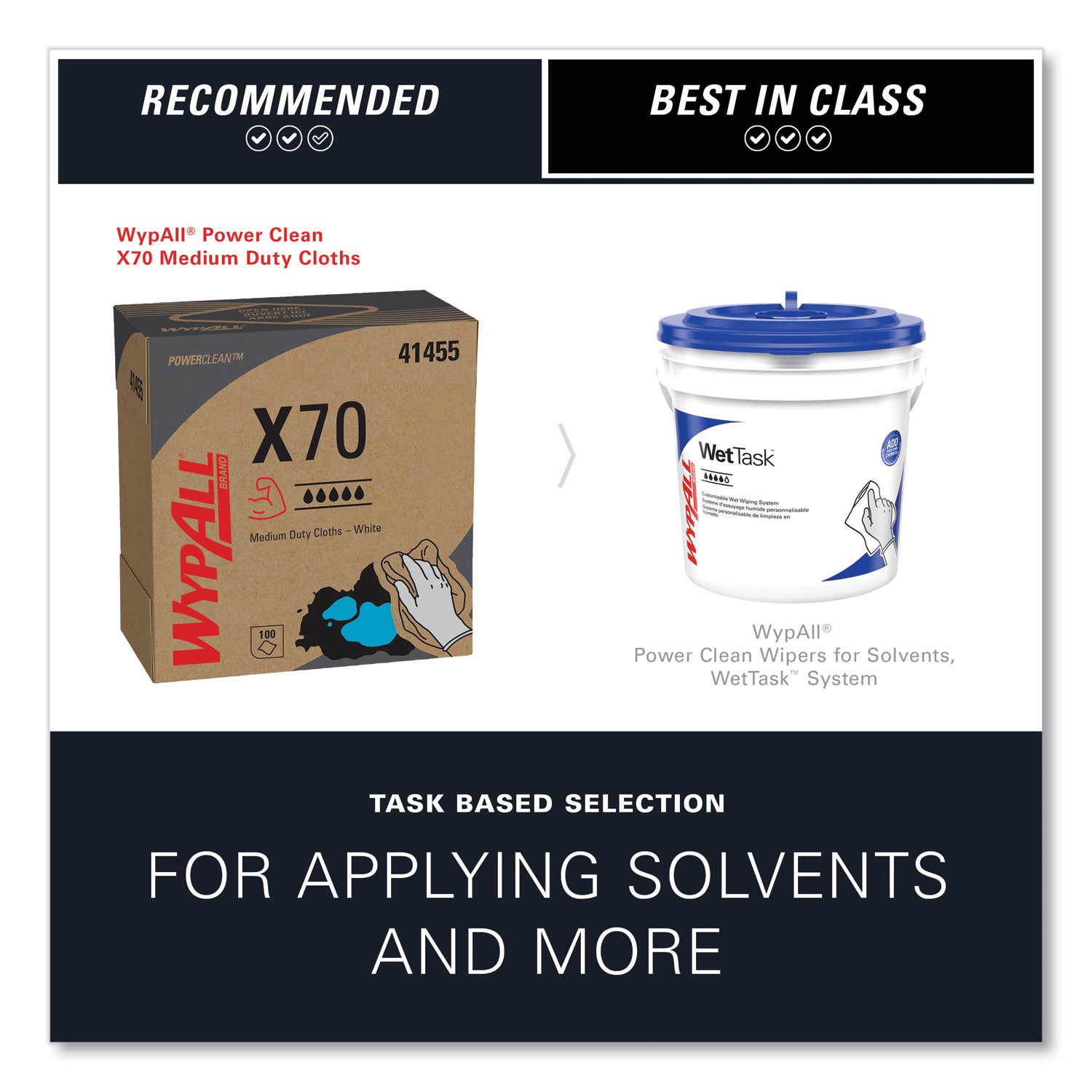 WypAll® X70 Cloths, POP-UP Box, 9.13 x 16.8, White, 100/Box, 10 Boxes/Carton