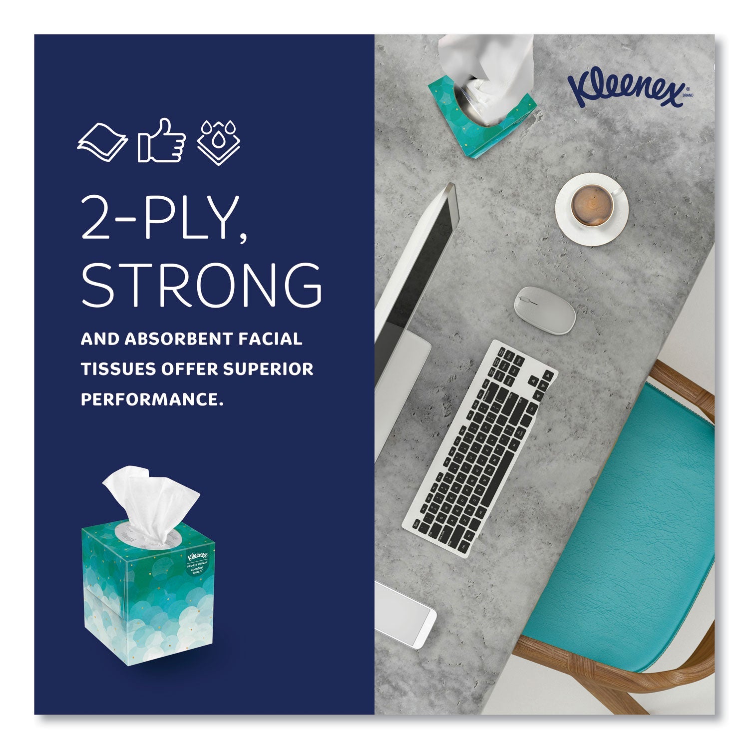 Kleenex® Boutique White Facial Tissue, 2-Ply, Pop-Up Box, 90 Sheets/Box