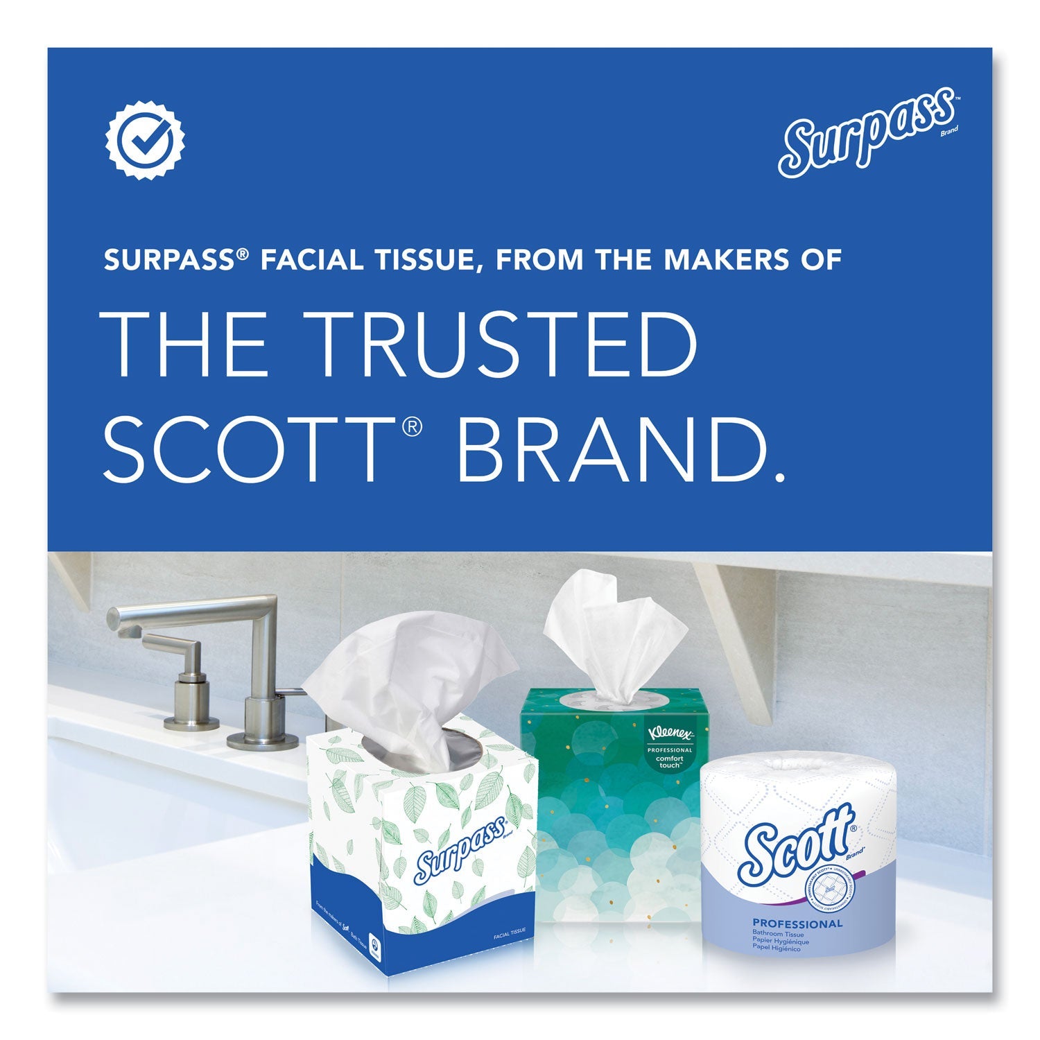 Surpass® Facial Tissue for Business, 2-Ply, White,125 Sheets/Box, 60 Boxes/Carton