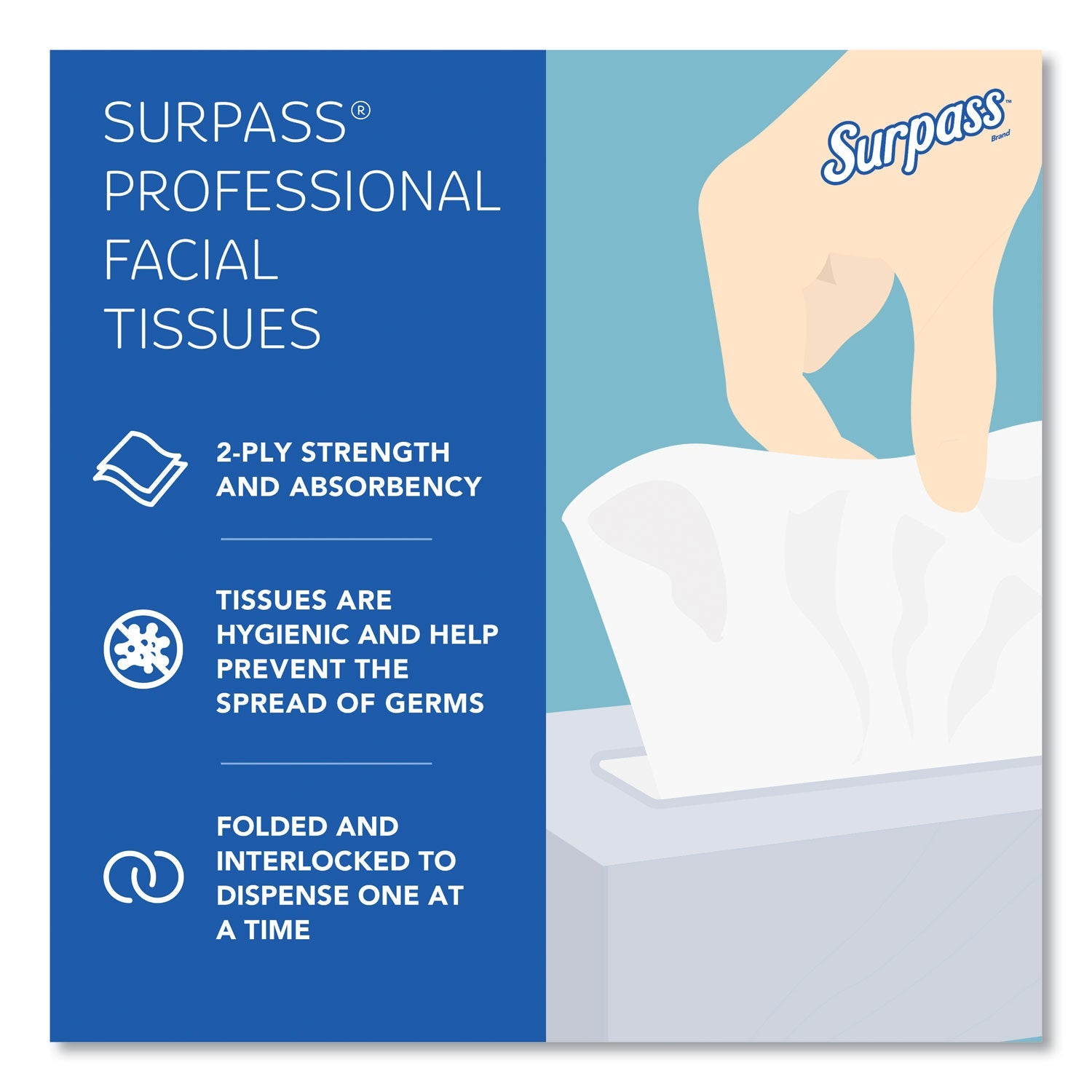 Surpass® Facial Tissue for Business, 2-Ply, White,125 Sheets/Box, 60 Boxes/Carton