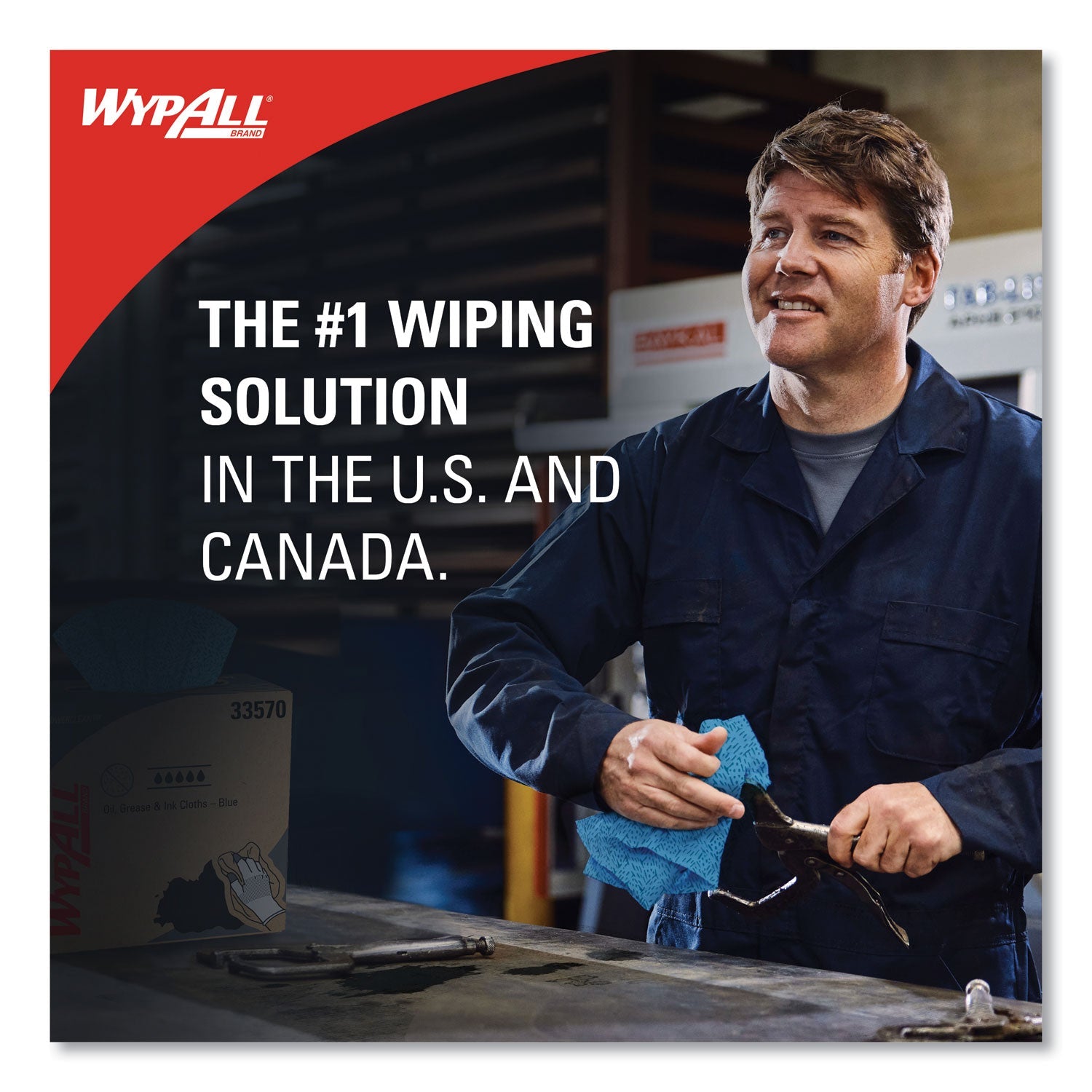 WypAll® Power Clean Oil, Grease and Ink Cloths, 1/4 Fold, 12.5 x 12, Blue, 66/Box, 8 Boxes/Carton