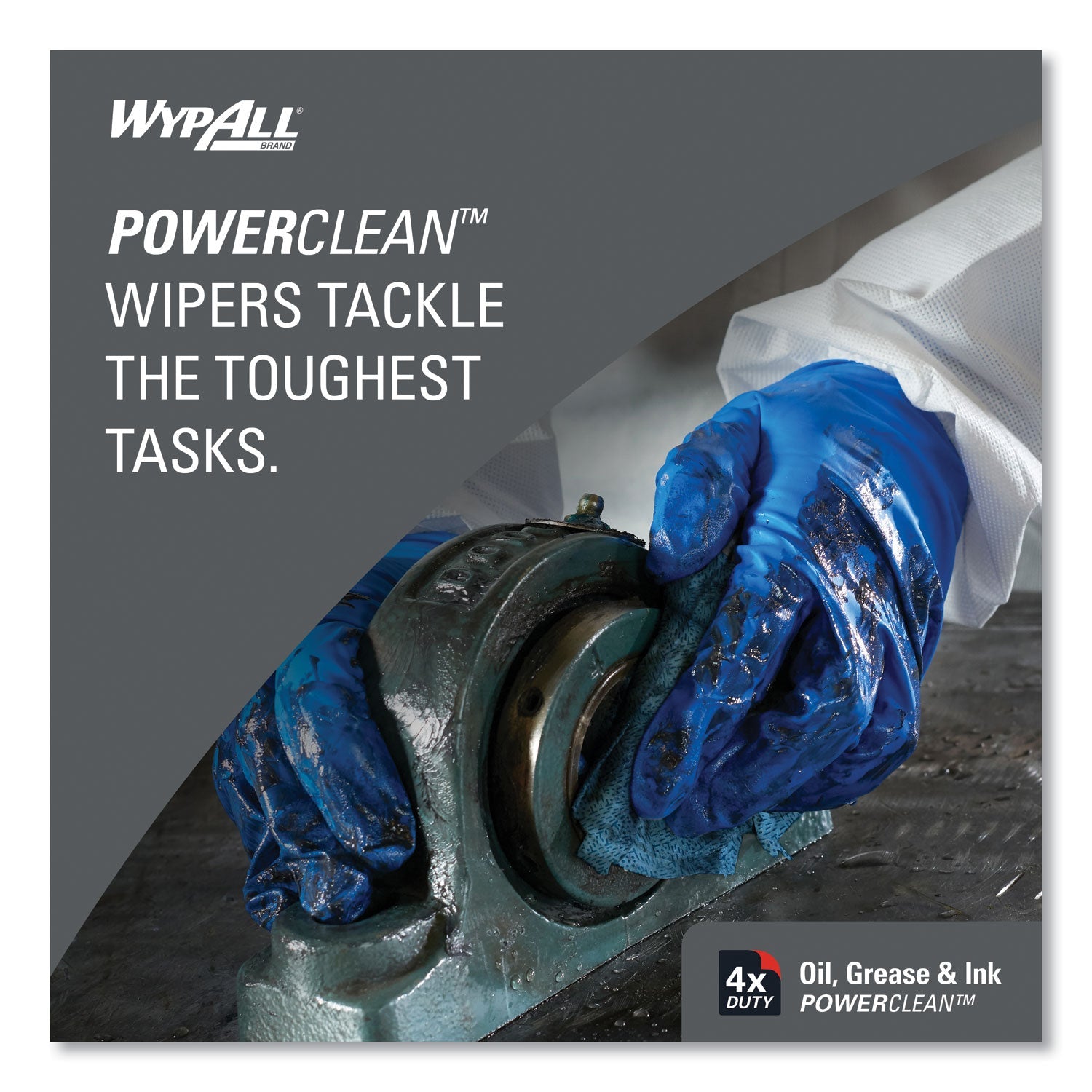 WypAll® Power Clean Oil, Grease and Ink Cloths, 1/4 Fold, 12.5 x 12, Blue, 66/Box, 8 Boxes/Carton