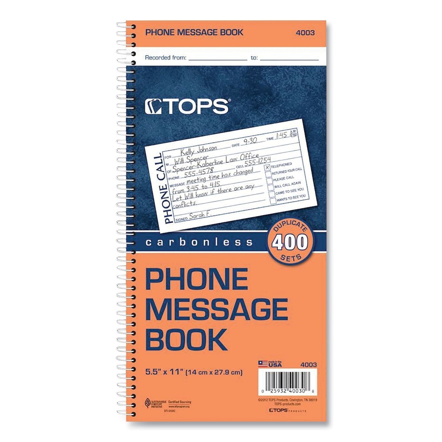 Spiralbound Message Book | 2-Part Carbonless