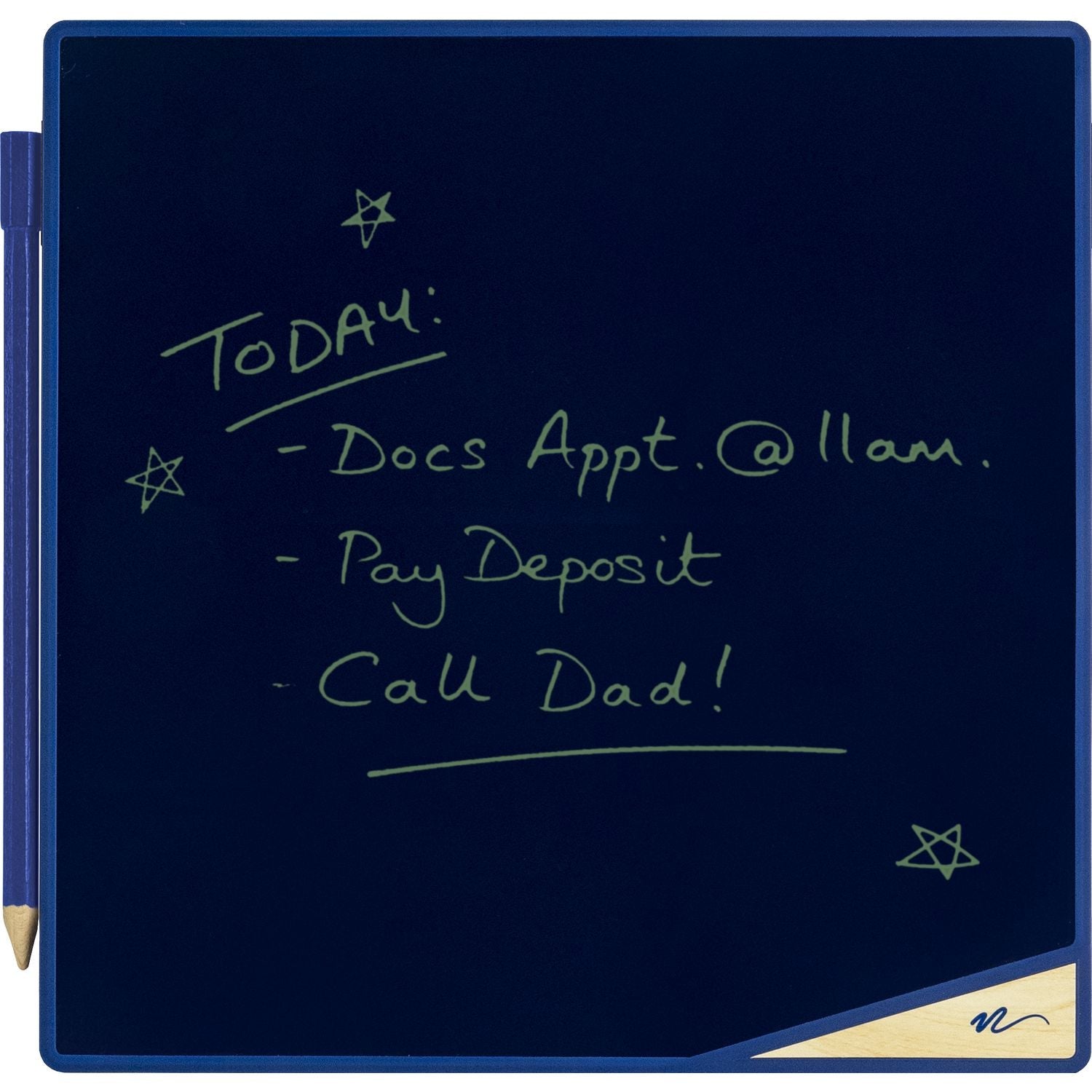 Boogie Board™ VersaTiles Memo Board, 8.25" x 8.25", Black Surface, Blue Plastic Frame