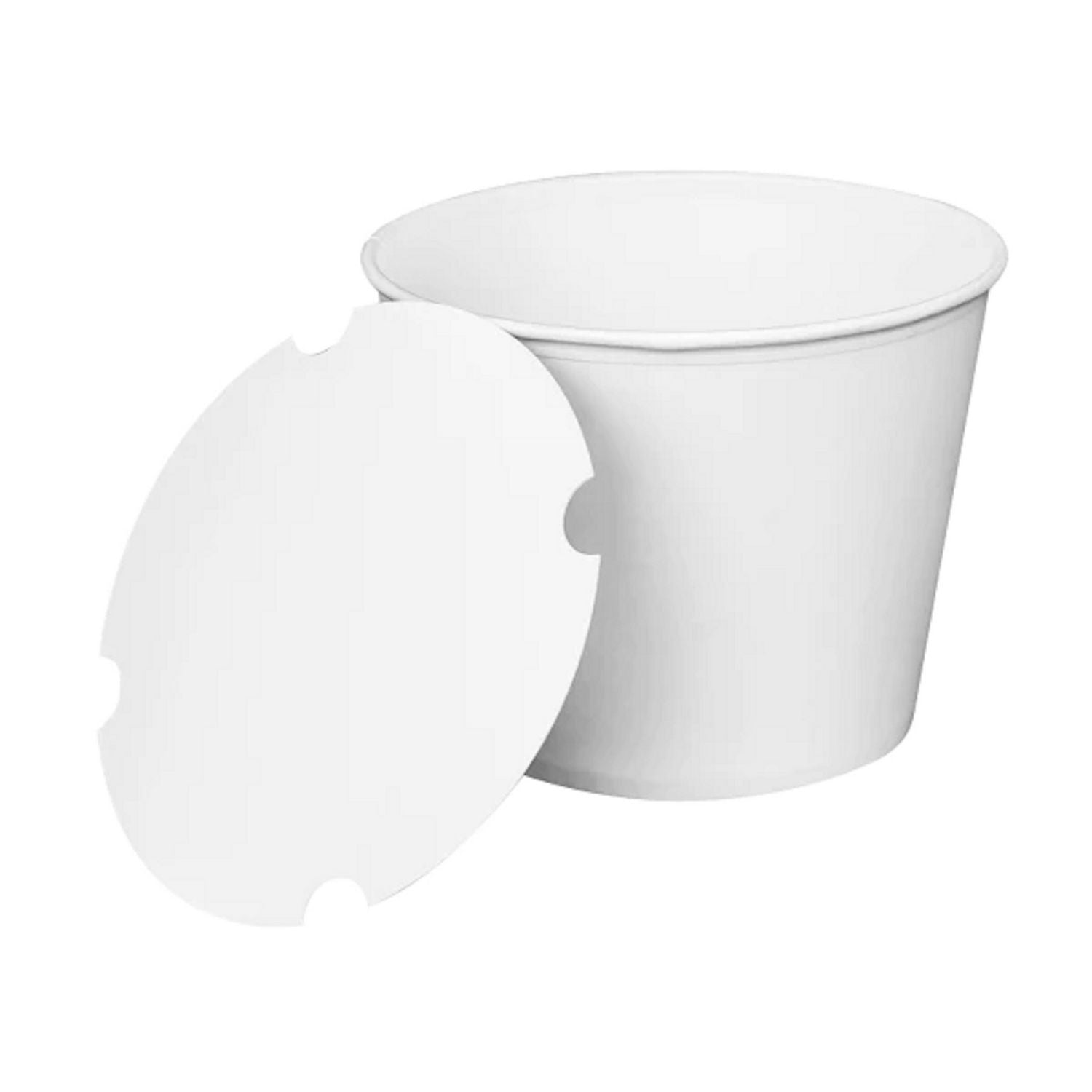 Karat® Food Bucket with Lid, 130 oz, 8.46" Diameter x 6.6" h, White, Paper, 150/Carton