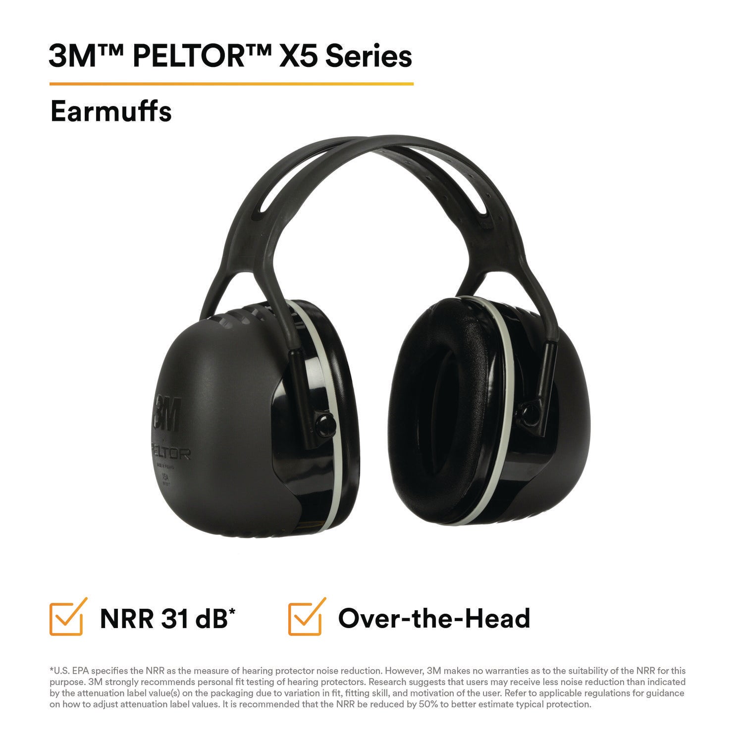 3M™ PELTOR X Series Earmuffs, Model X5A, 31 dB NRR, Black - Bloom Skins